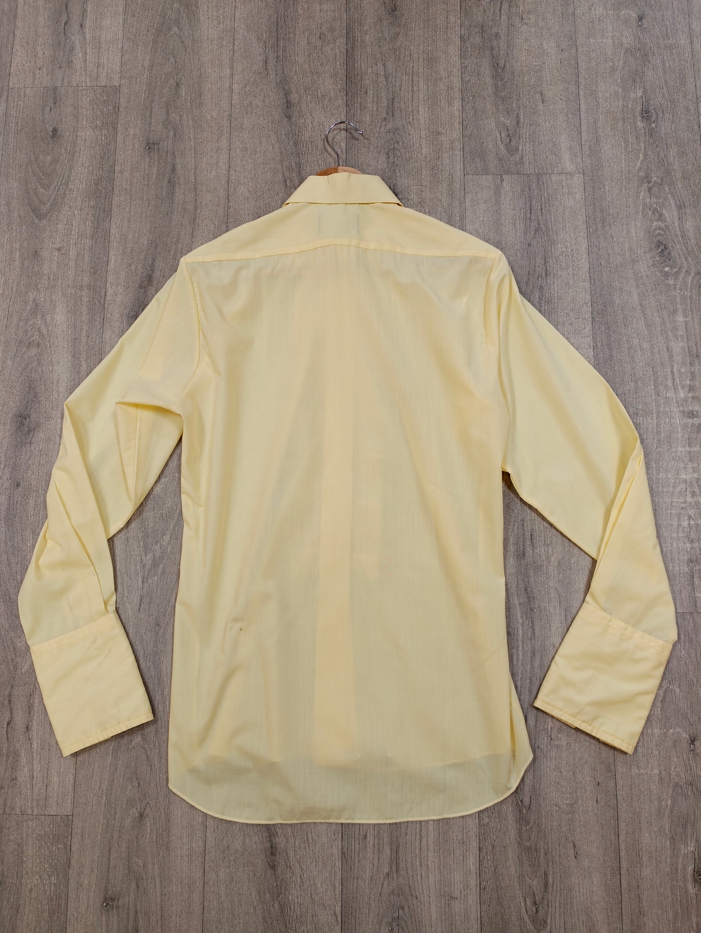 1970s Rocola yellow ruffle front double cuff shirt