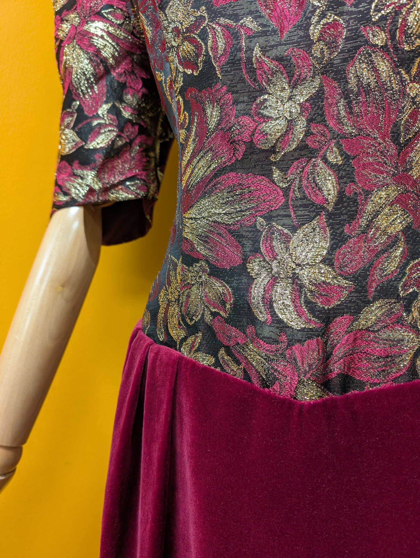 1980s lurex and velvet party dress - M/14