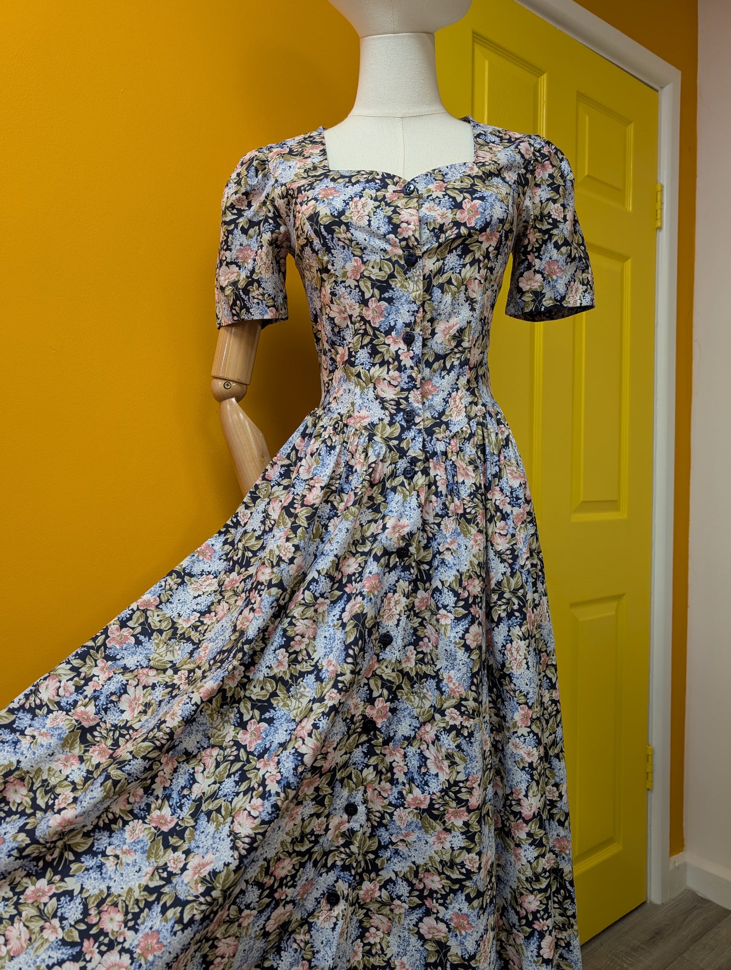 1990s Laura Ashley floral cotton dress - XS/6/8