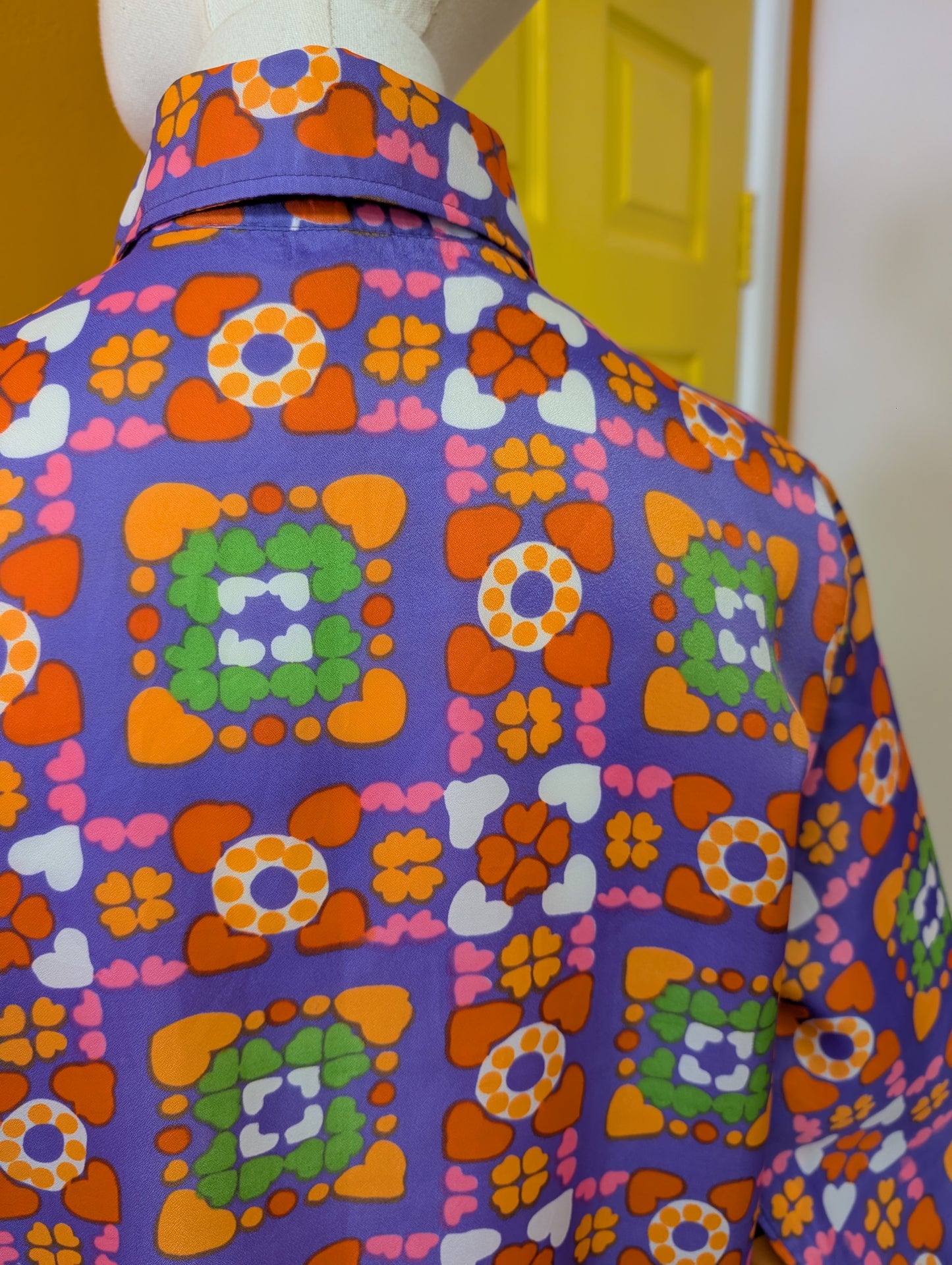 1970s Take #1 psychedelic dagger collar shirt - M