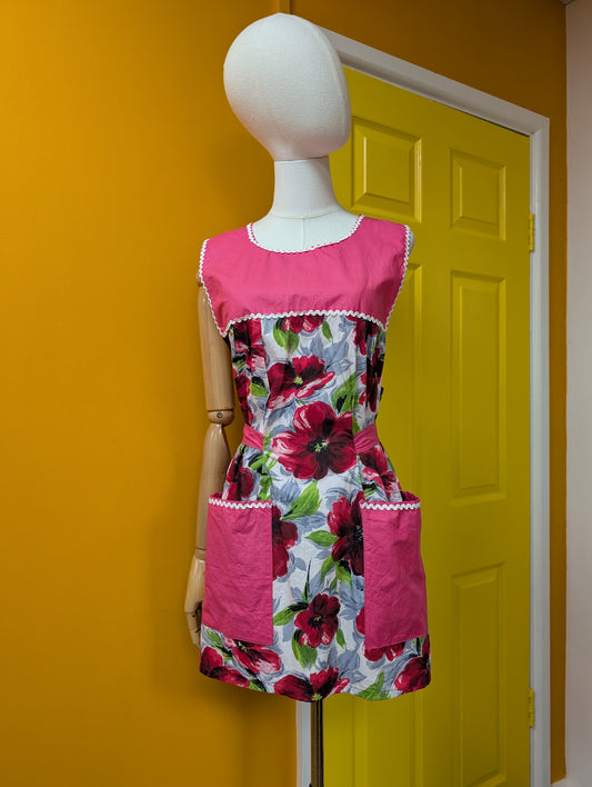 1960s floral cotton apron/overall - M