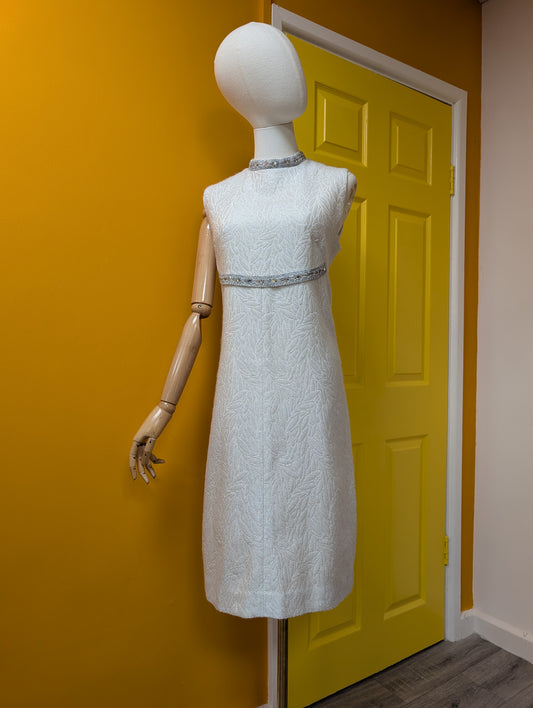 1960s white/silver party dress - M/14