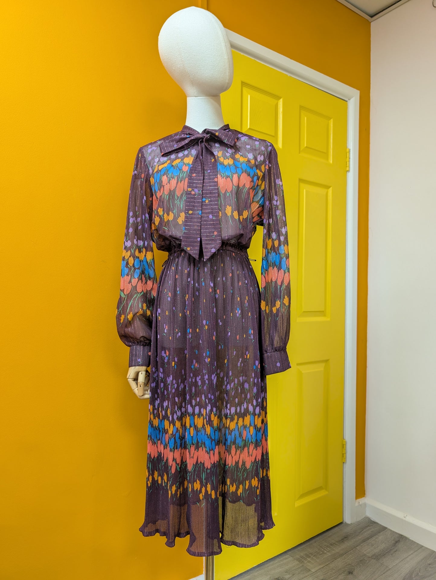Late 1970s sparkly tulip sheer dress - S/M