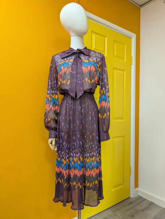 Late 1970s sparkly tulip sheer dress - S/M