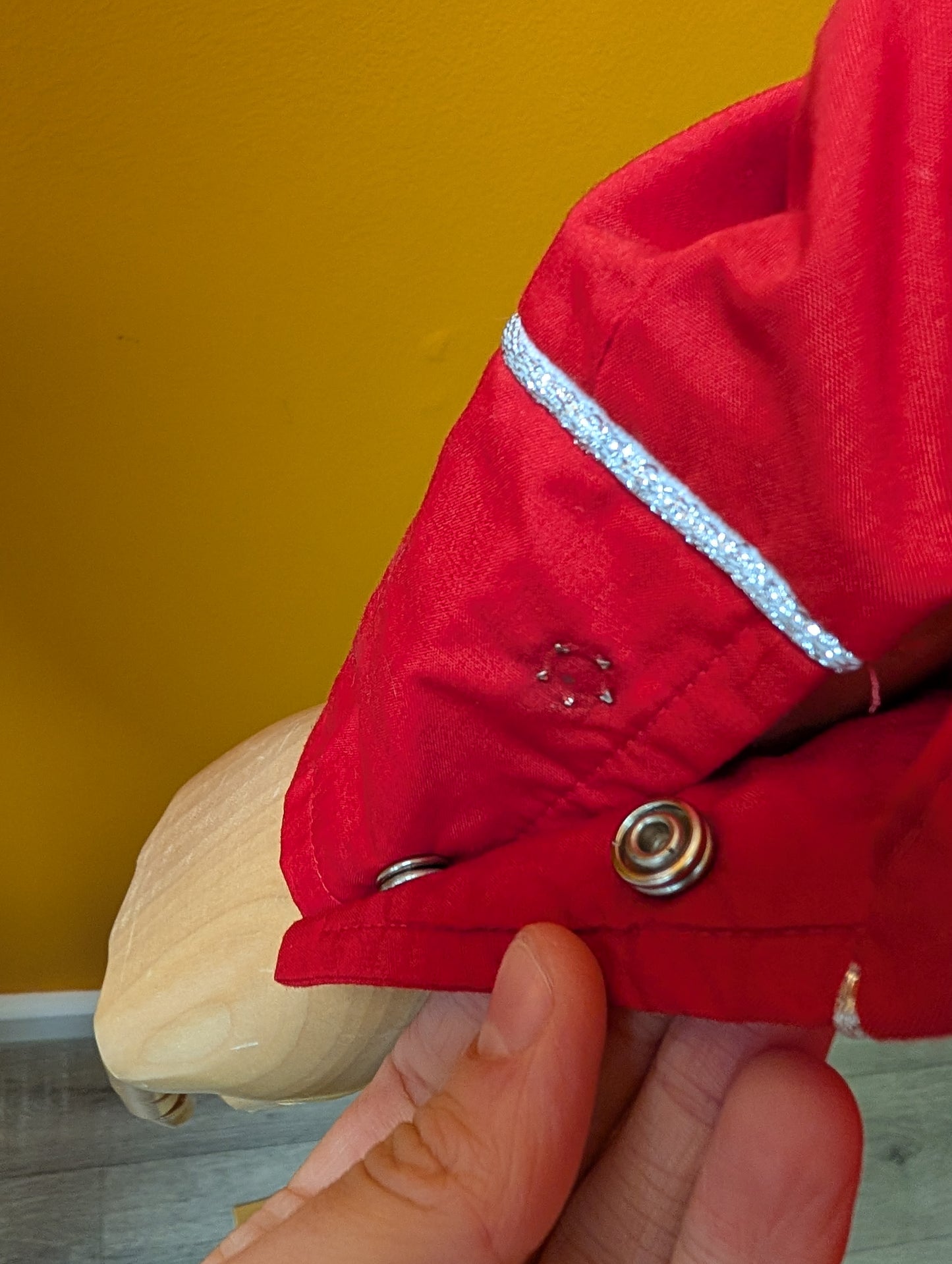 1970s red & silver western shirt - S/M