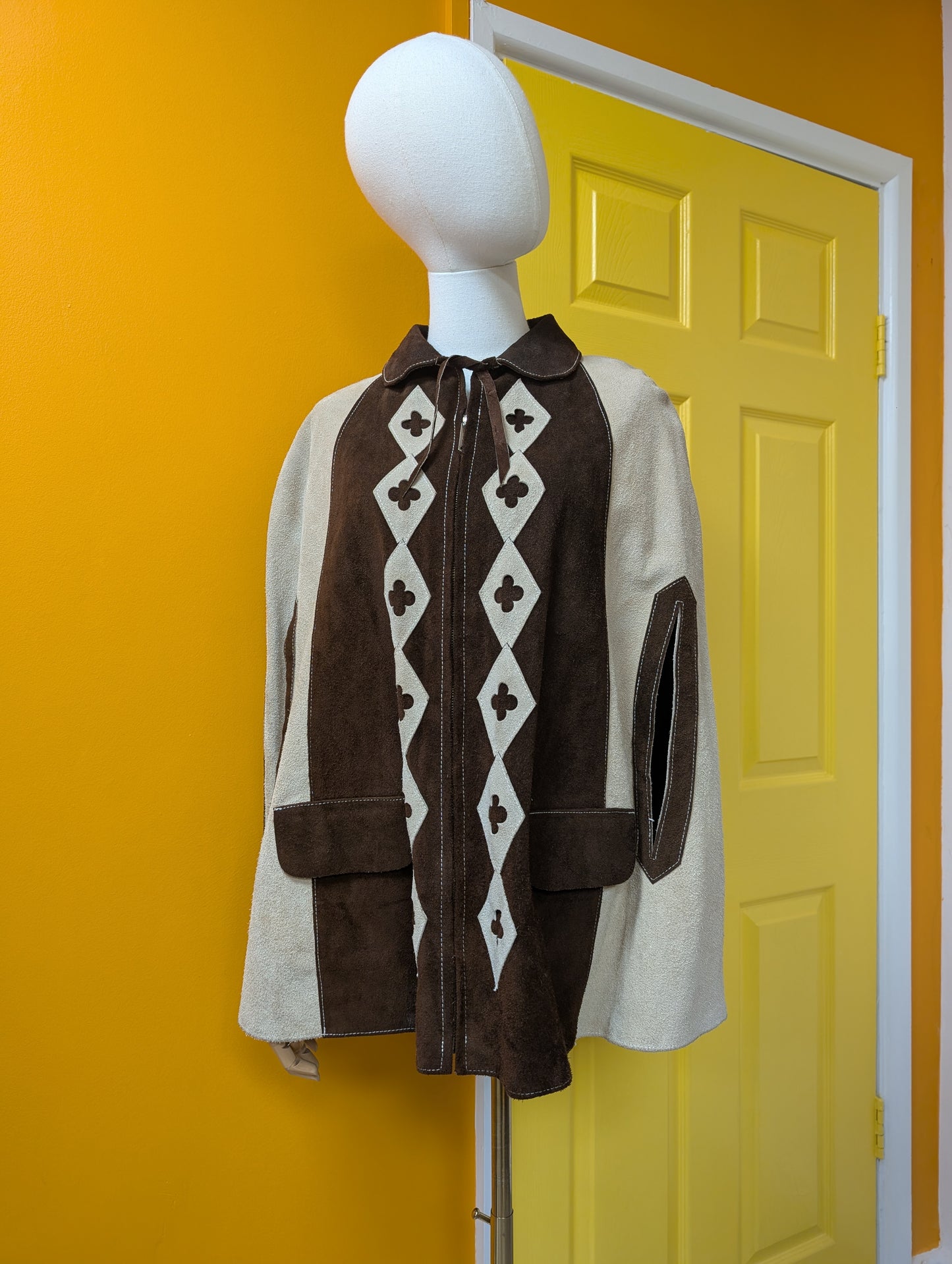 60s/70s Mexican suede cape
