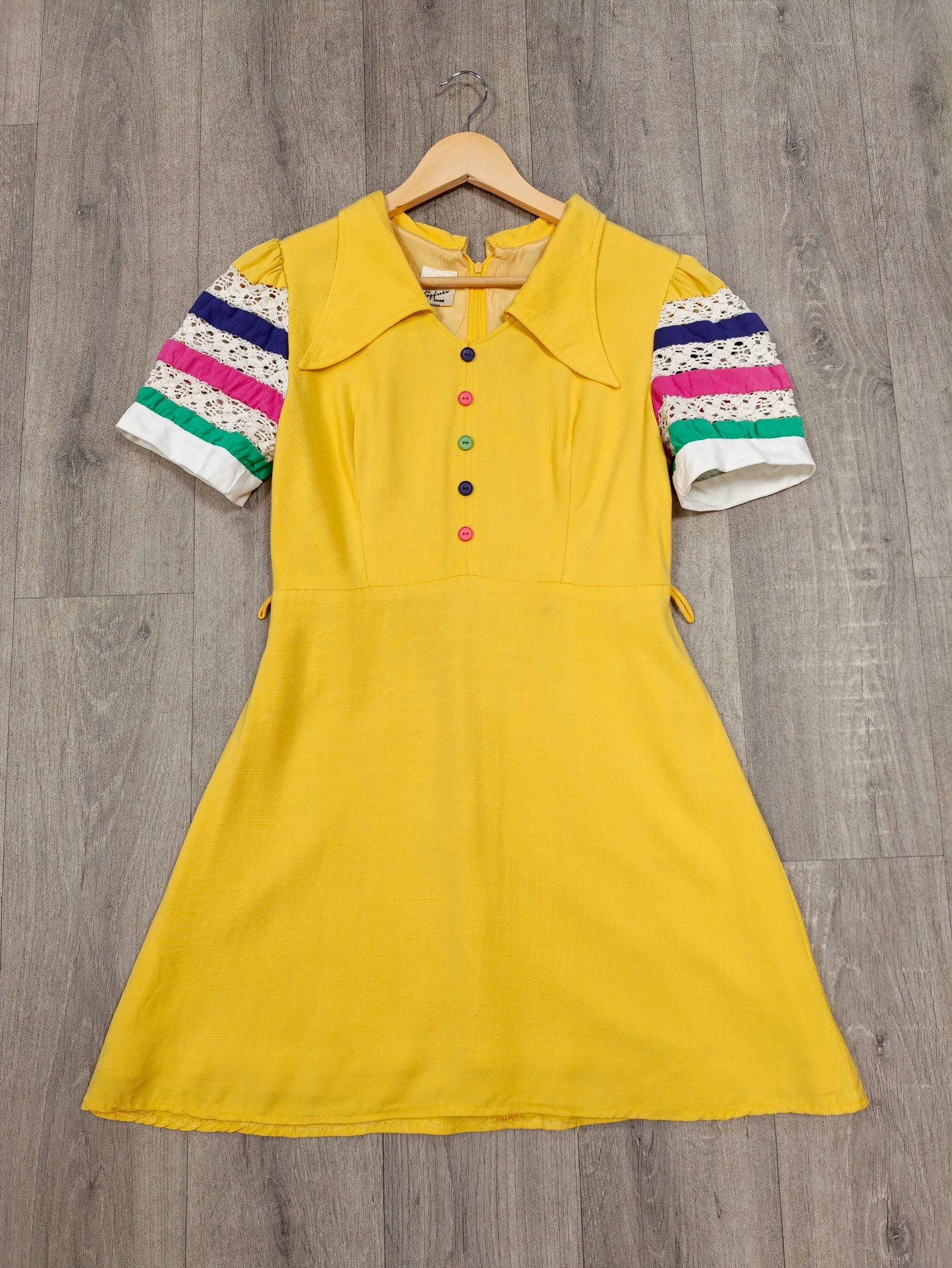 1970s yellow mini dress - S/10