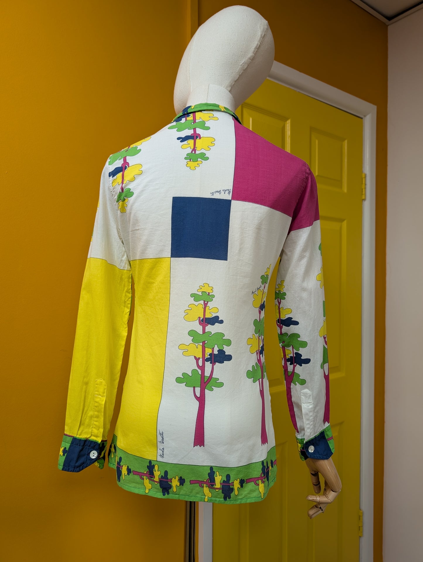 Stunning 1970s Paola Davitti novelty print cotton shirt - XS