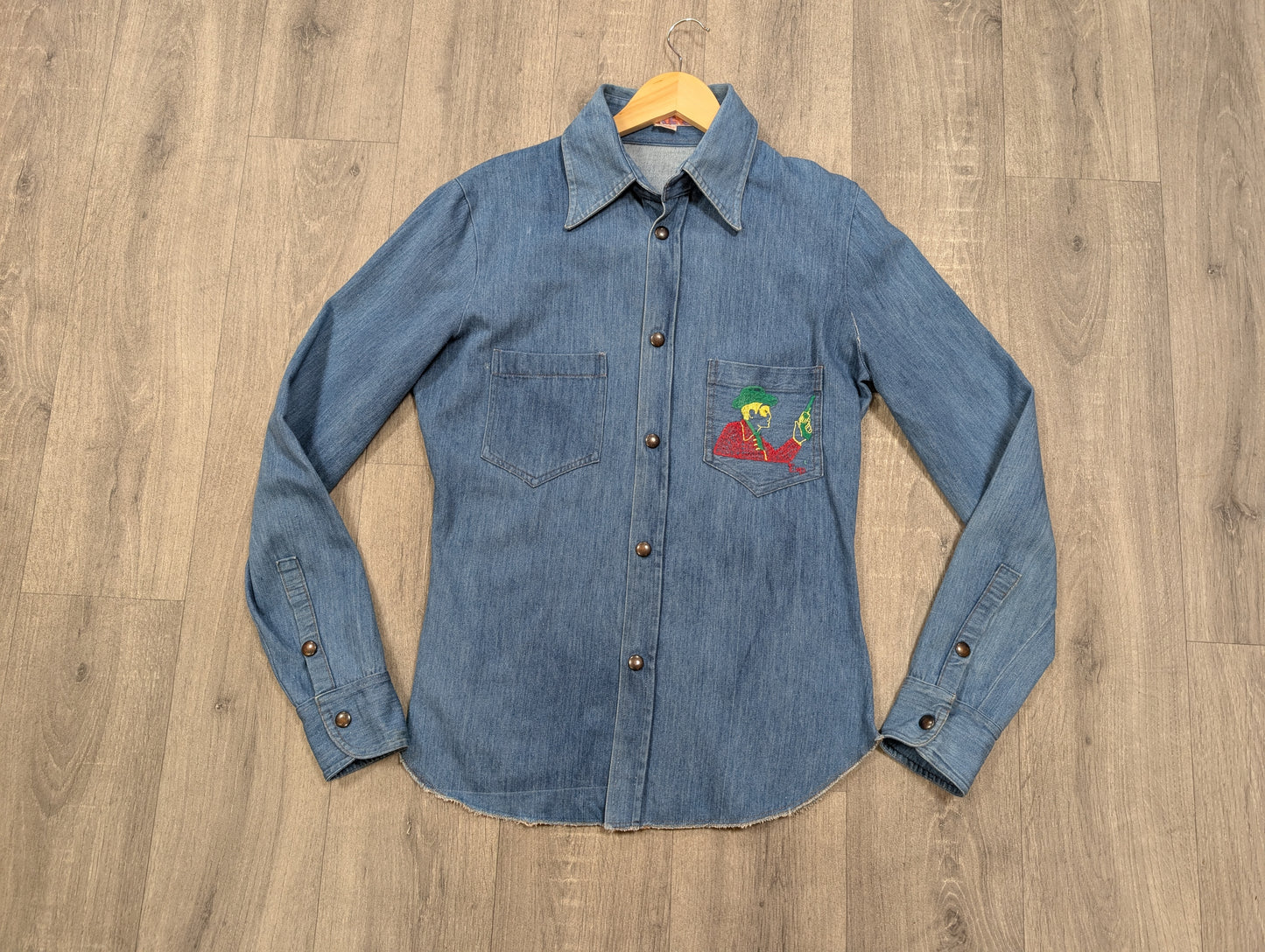 1970s Experience embroidered denim shirt