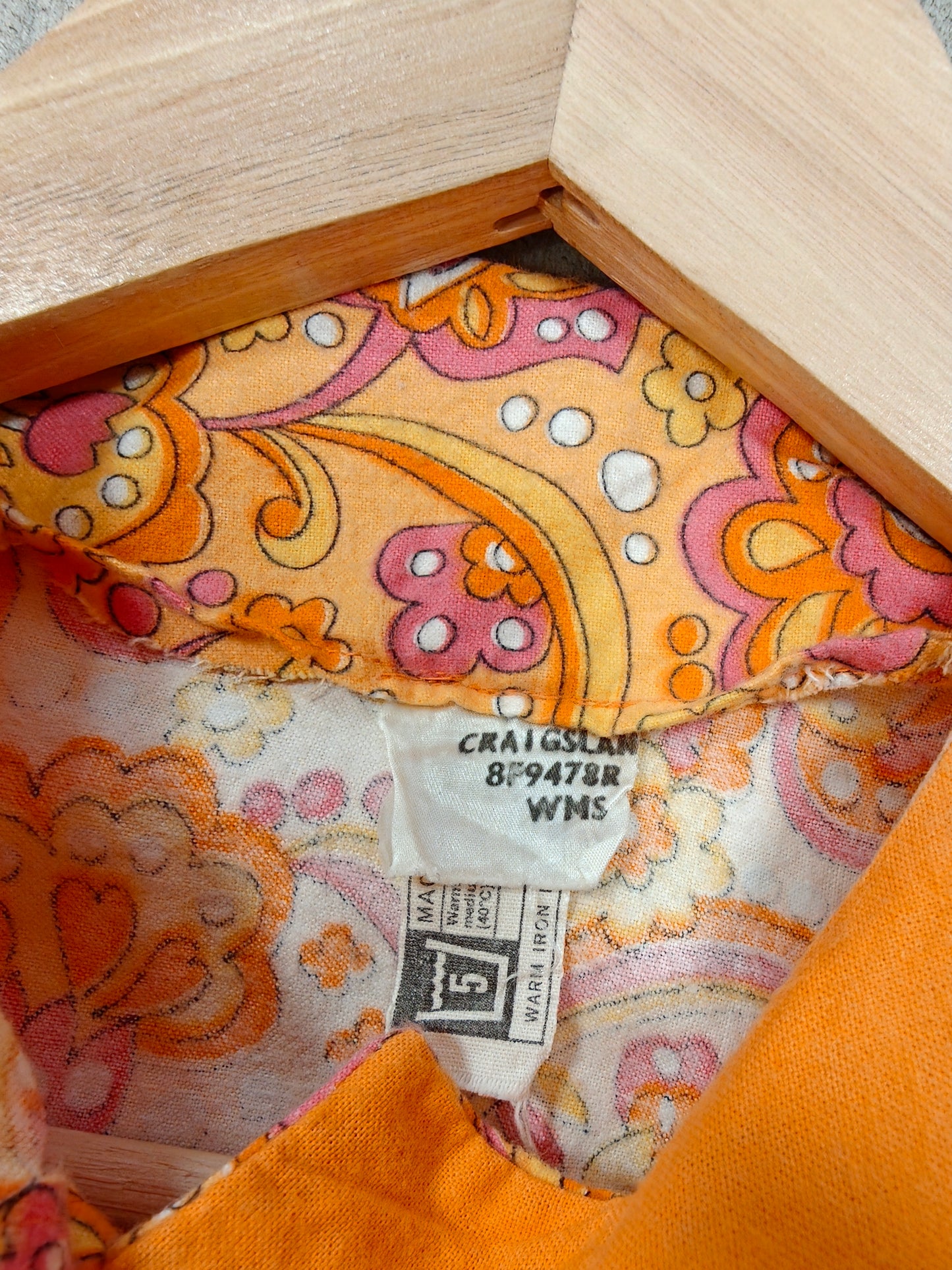 1960s psychedelic orange brushed cotton pyjamas - S