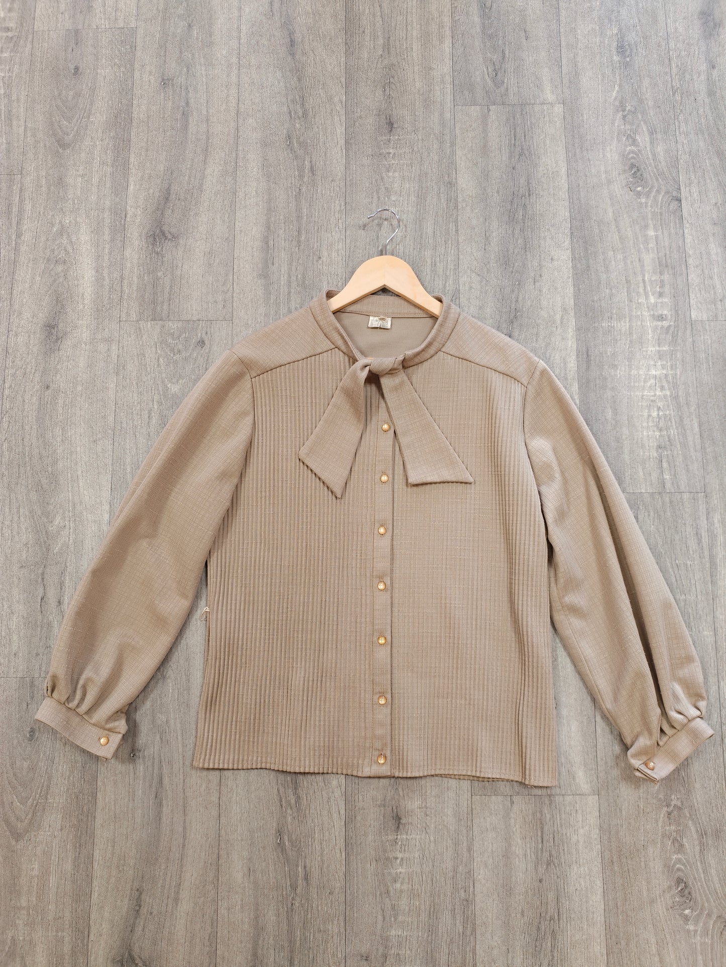 70s/80s tie neck top - L