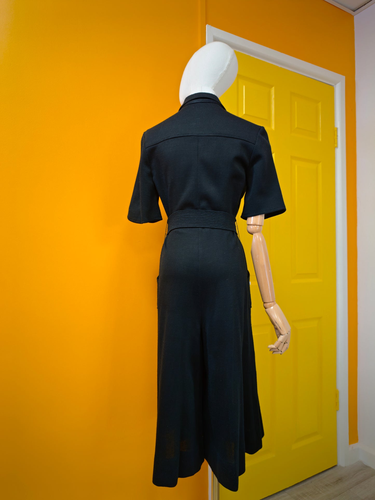 1970s Linzi black jumpsuit + belt - S