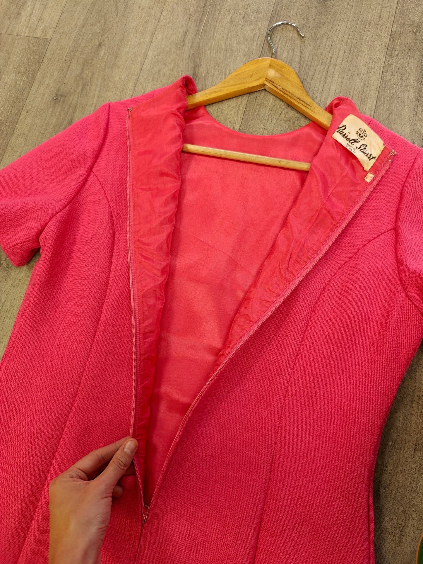 1960s Russell Stuart pink wool dress - M/L/14/16