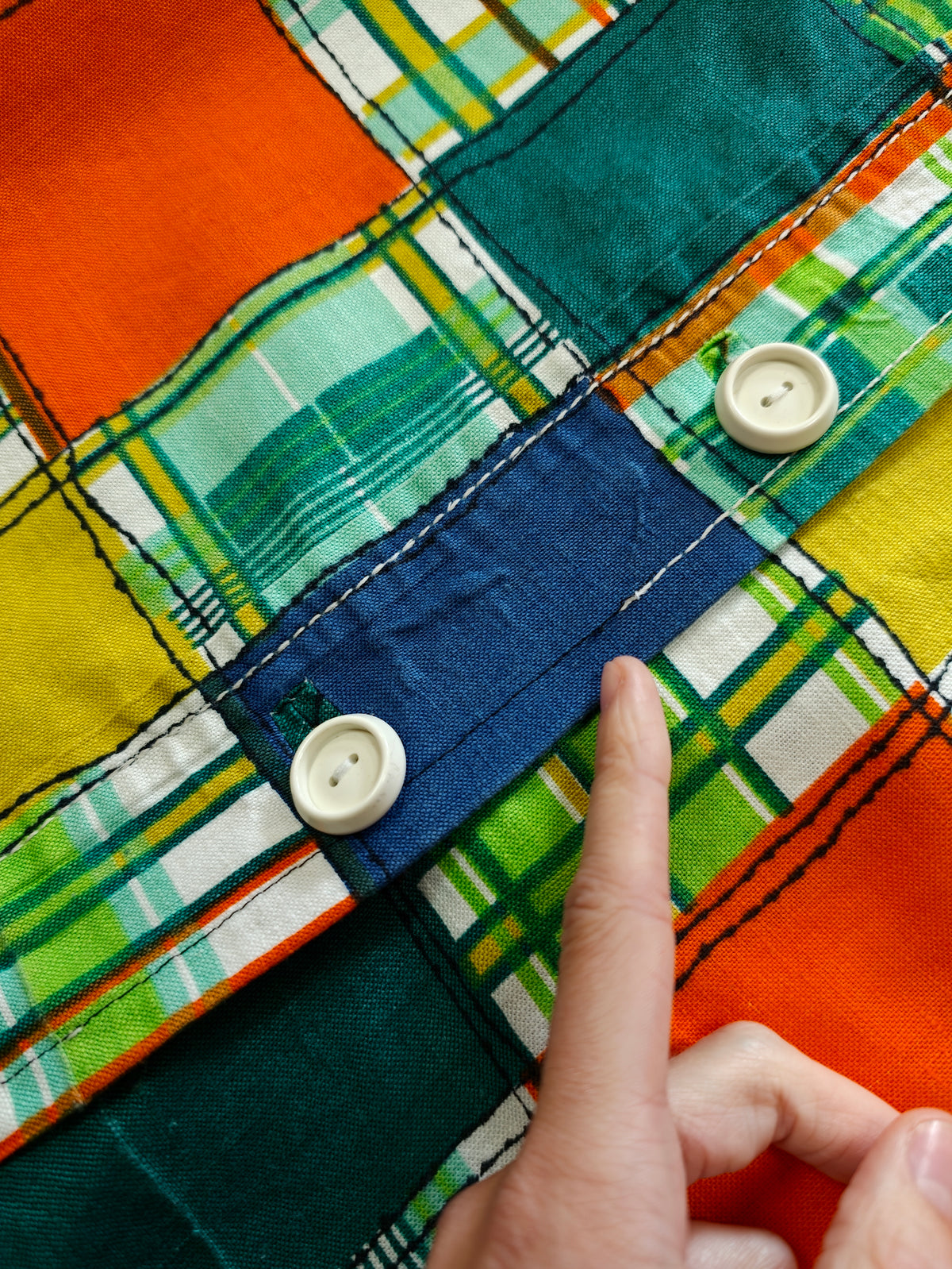 60s/70s patchwork print mini skirt - 24" waist