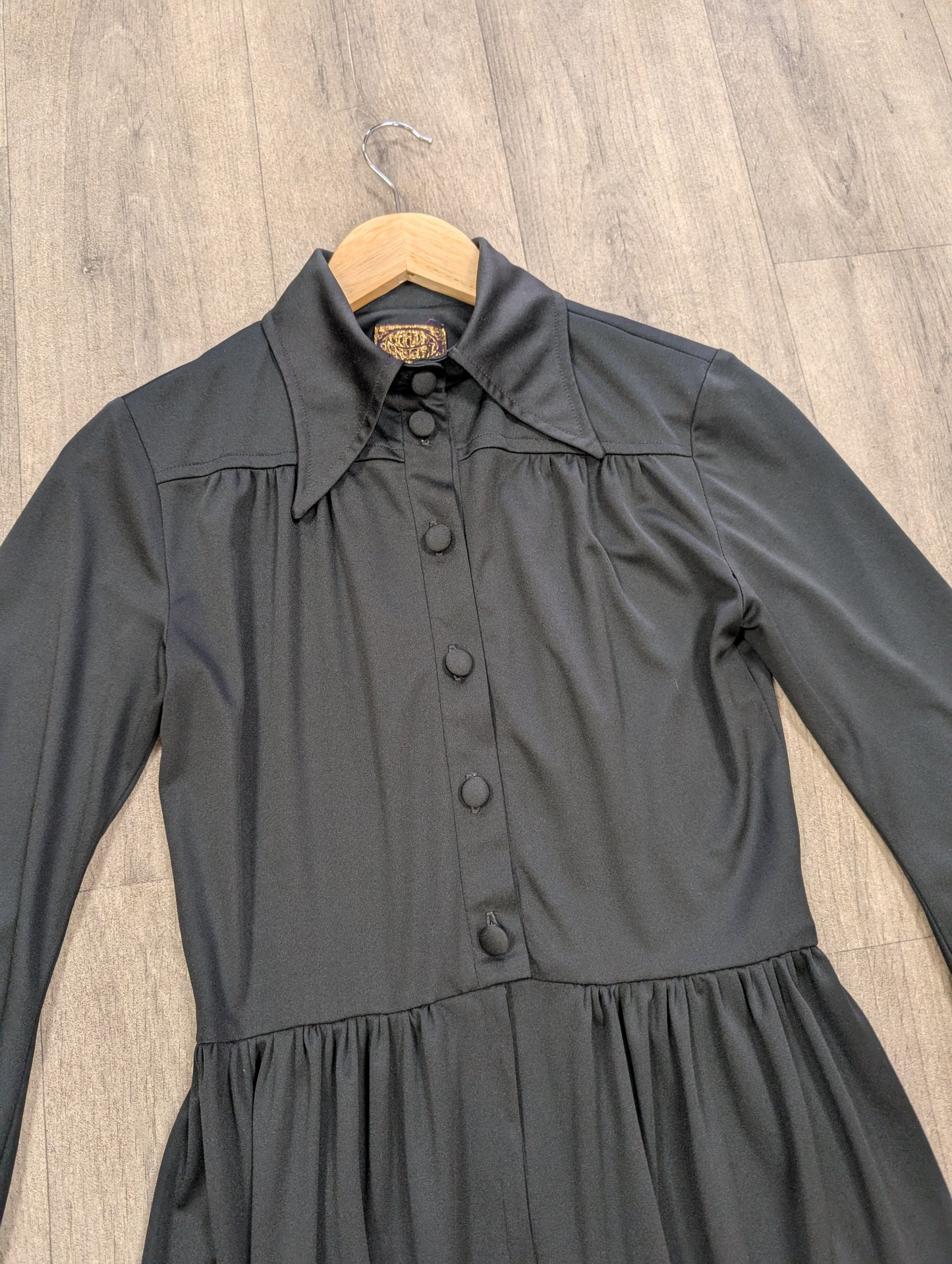 1970s Marion Donaldson black maxi dress - S/8/10