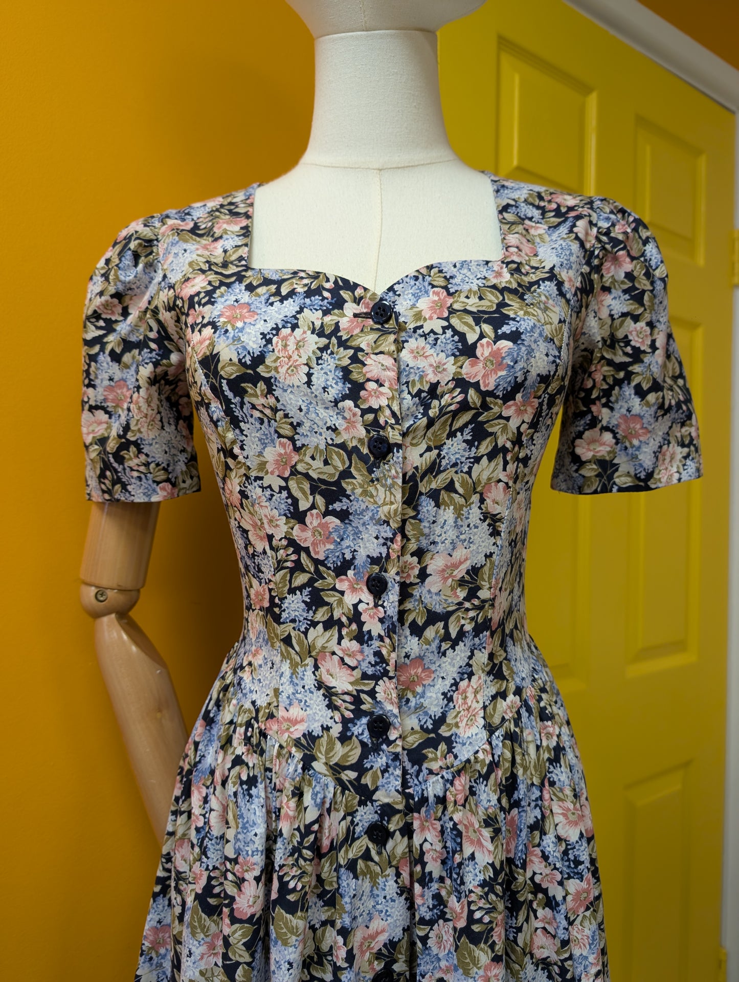 1990s Laura Ashley floral cotton dress - XS/6/8