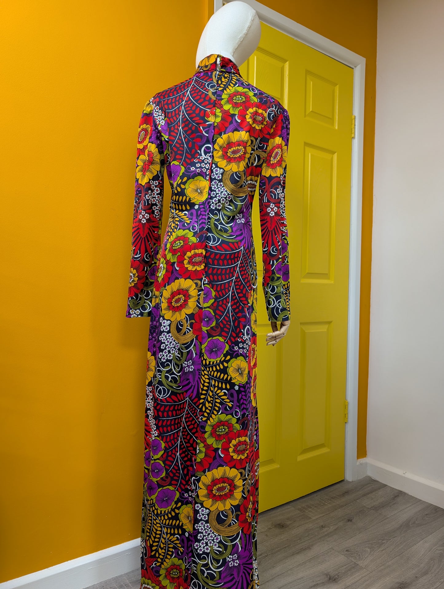 60s/70s psychedelic maxi dress - M/12/14