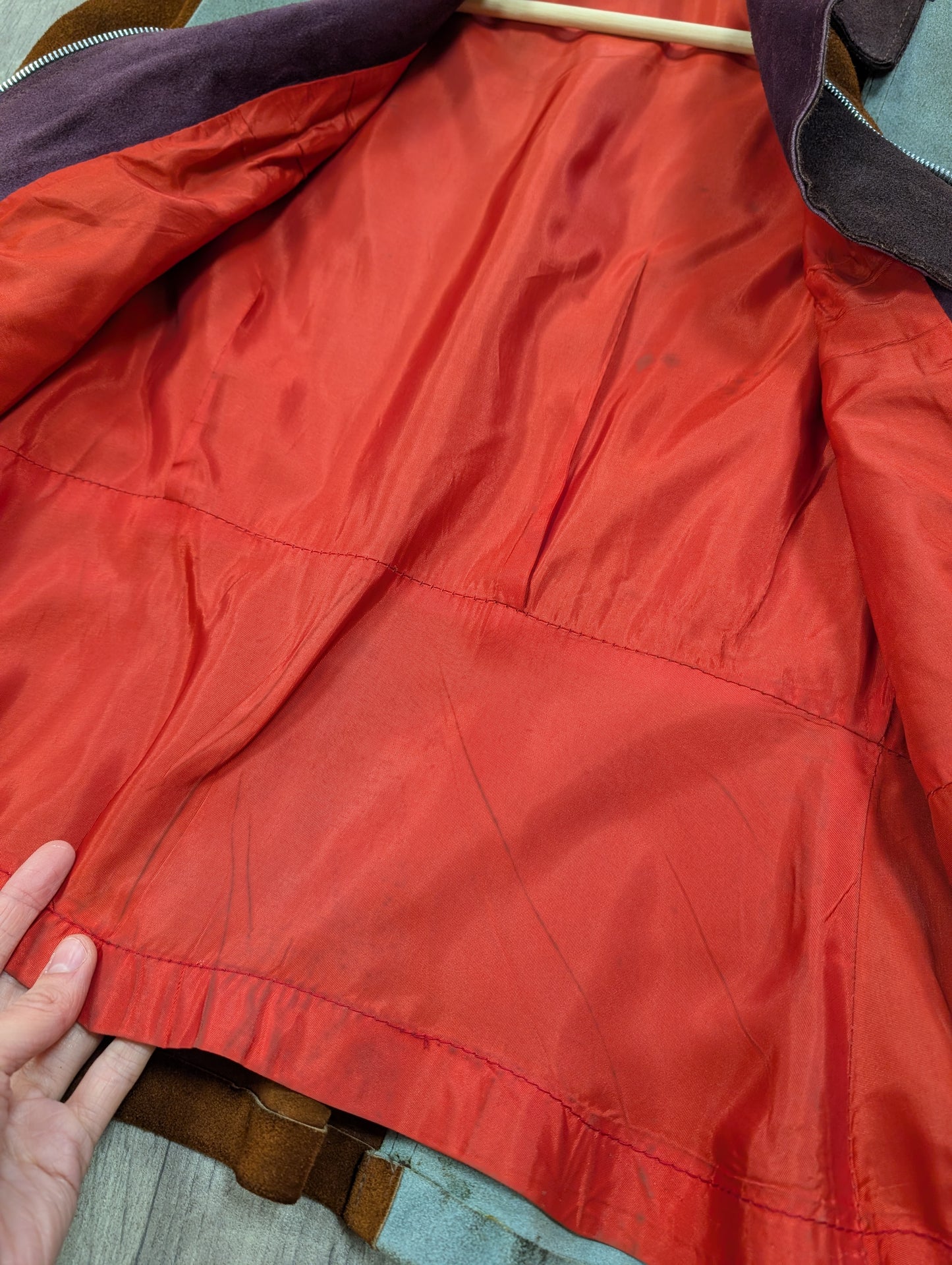 Epic 1970s colour block suede jacket - S/8
