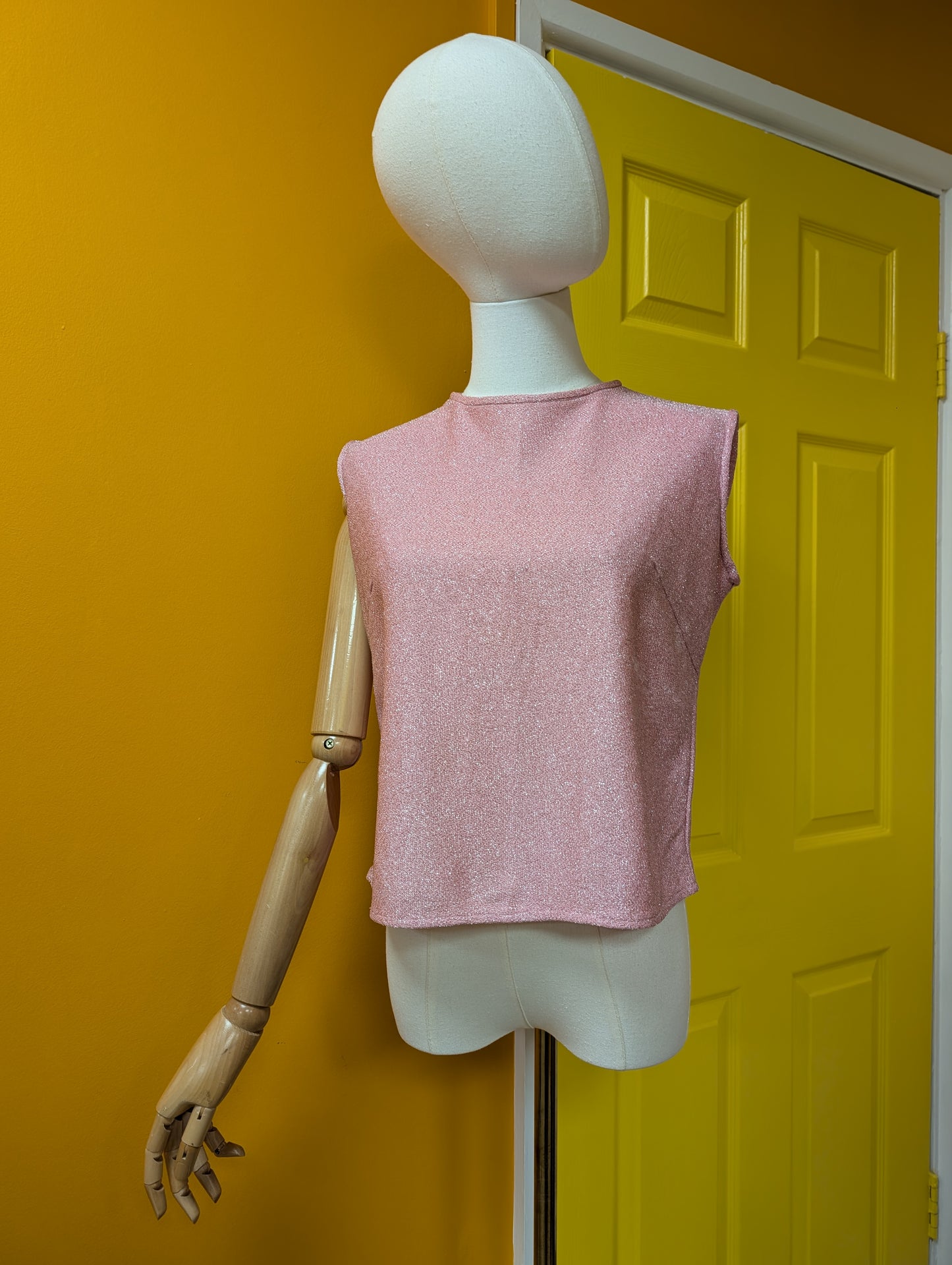1960s Keynote pink/silver lurex top - M