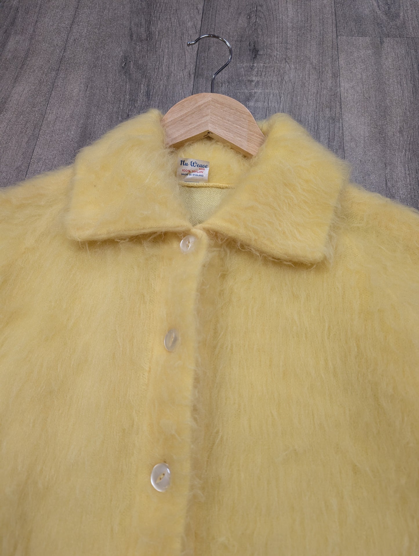 1960s Nu Weave yellow nylon cardigan/jacket - S