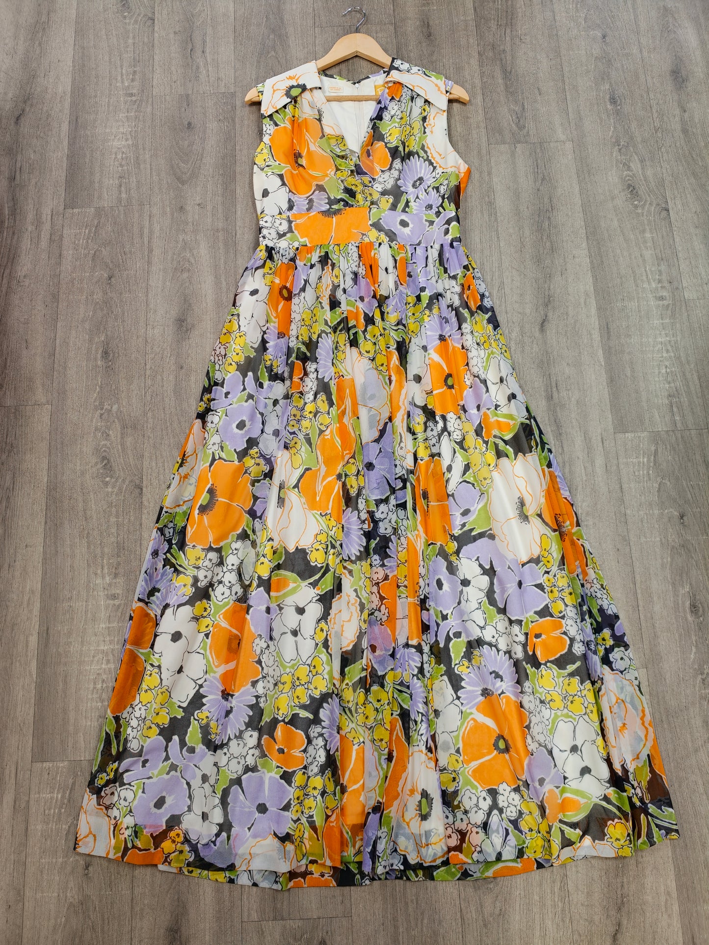 1970s Berkertex floral maxi dress - M/12/14