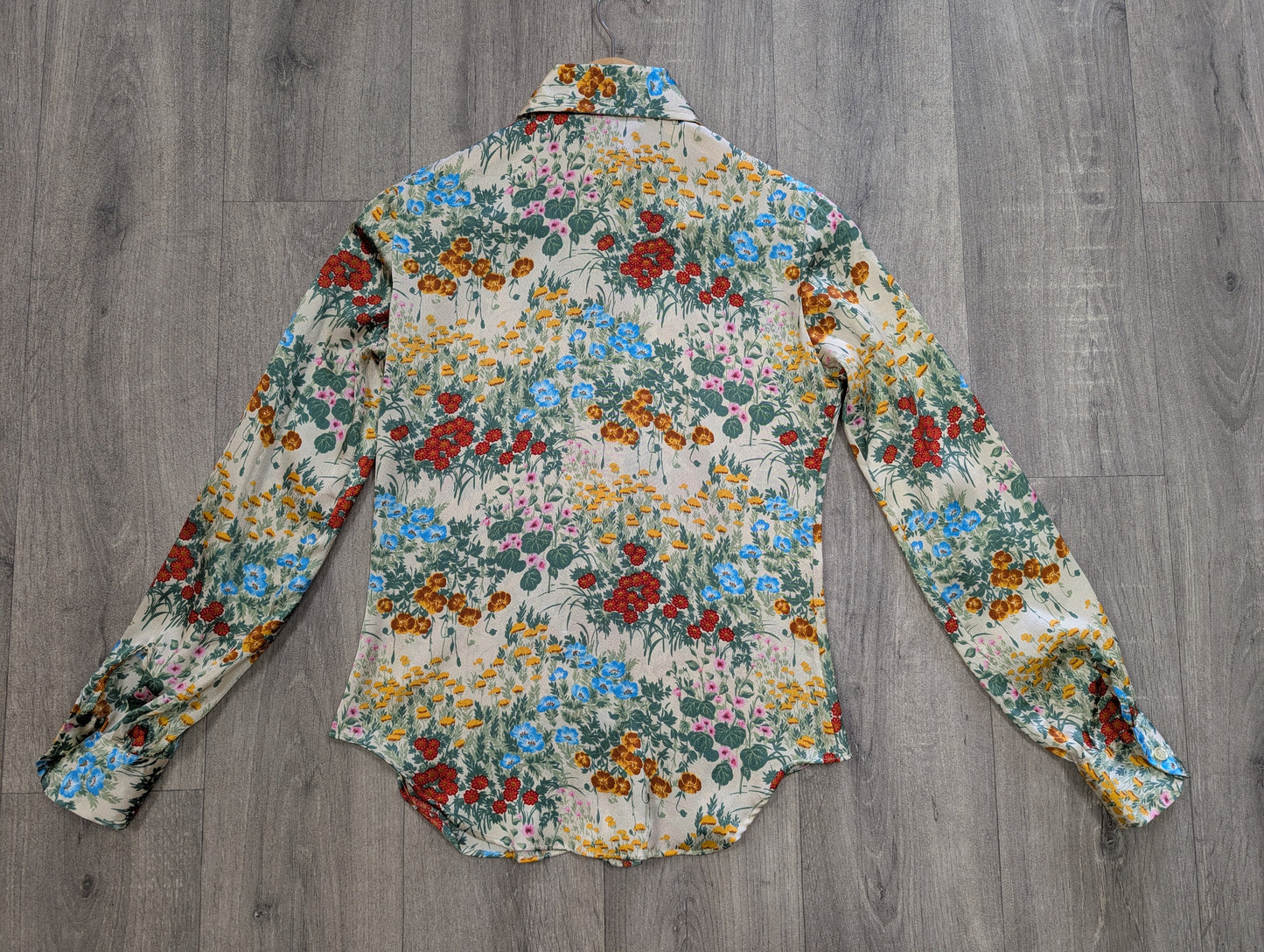1970s Stuart Lang floral dagger collar shirt - XS