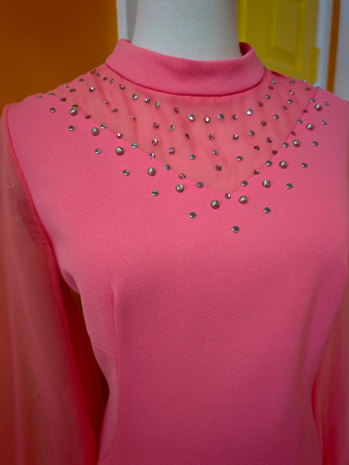 1970s pink dress - M/12/14