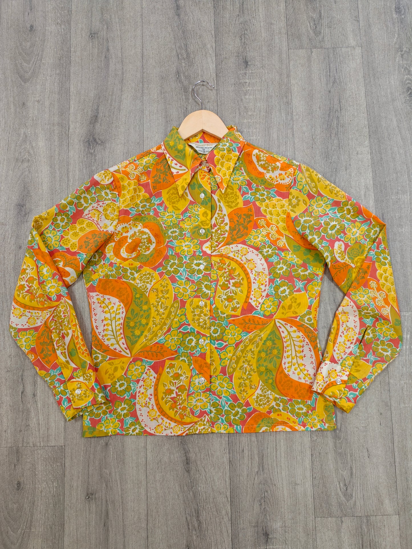 60s/70s psychedelic paisley print dagger collar shirt - M/L