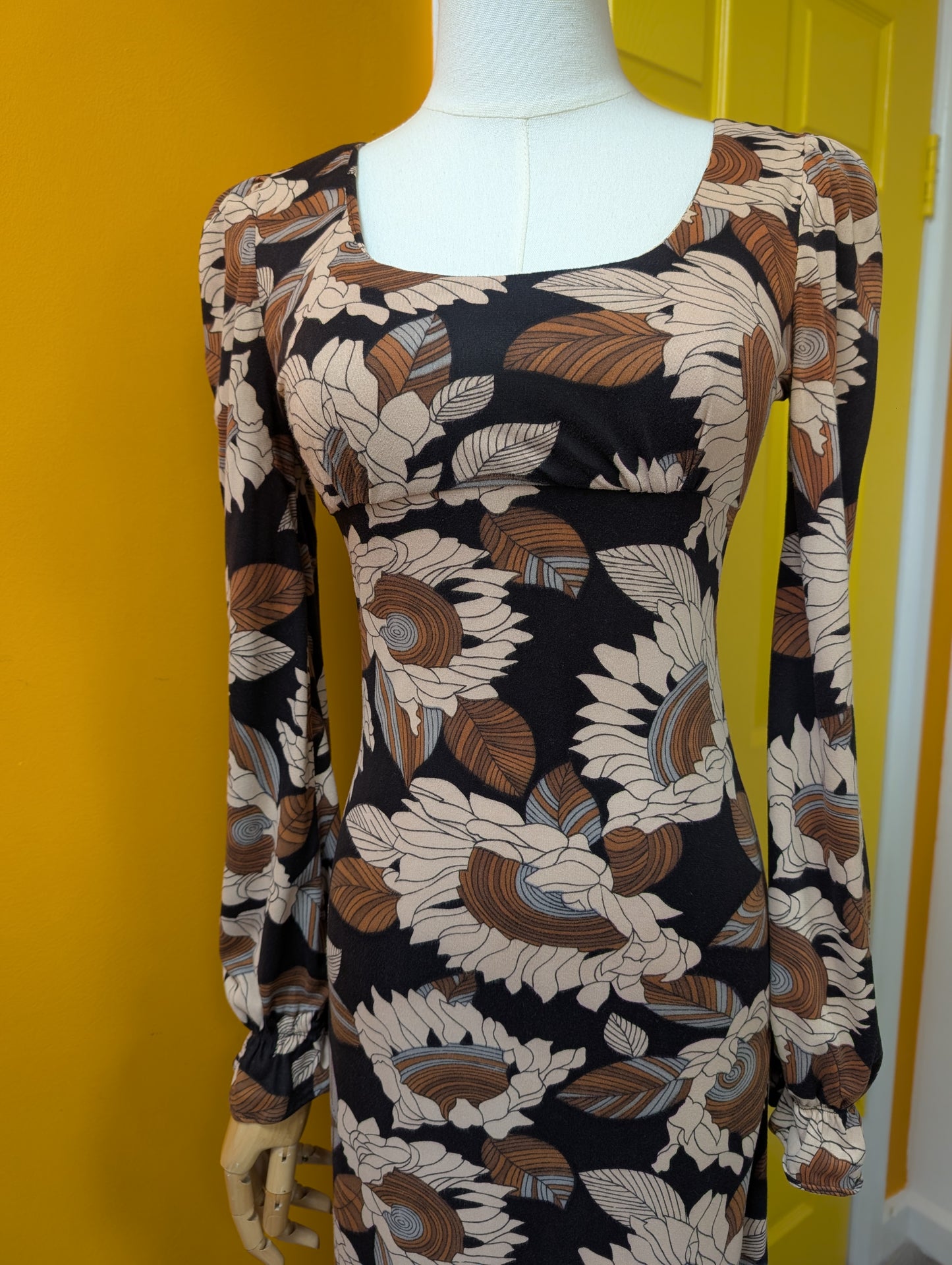 1970s Lewis Barnett floral dress - XS