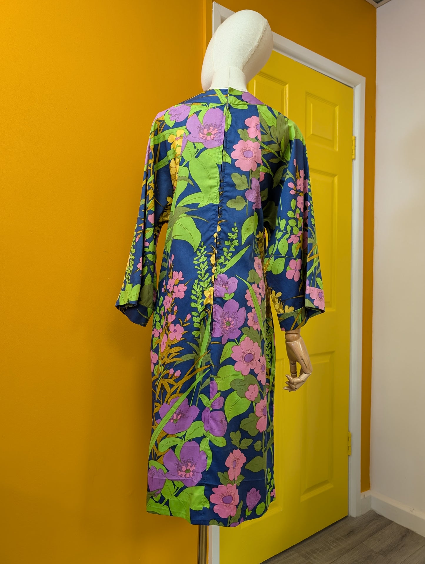 60s/70s floral cotton dress - M
