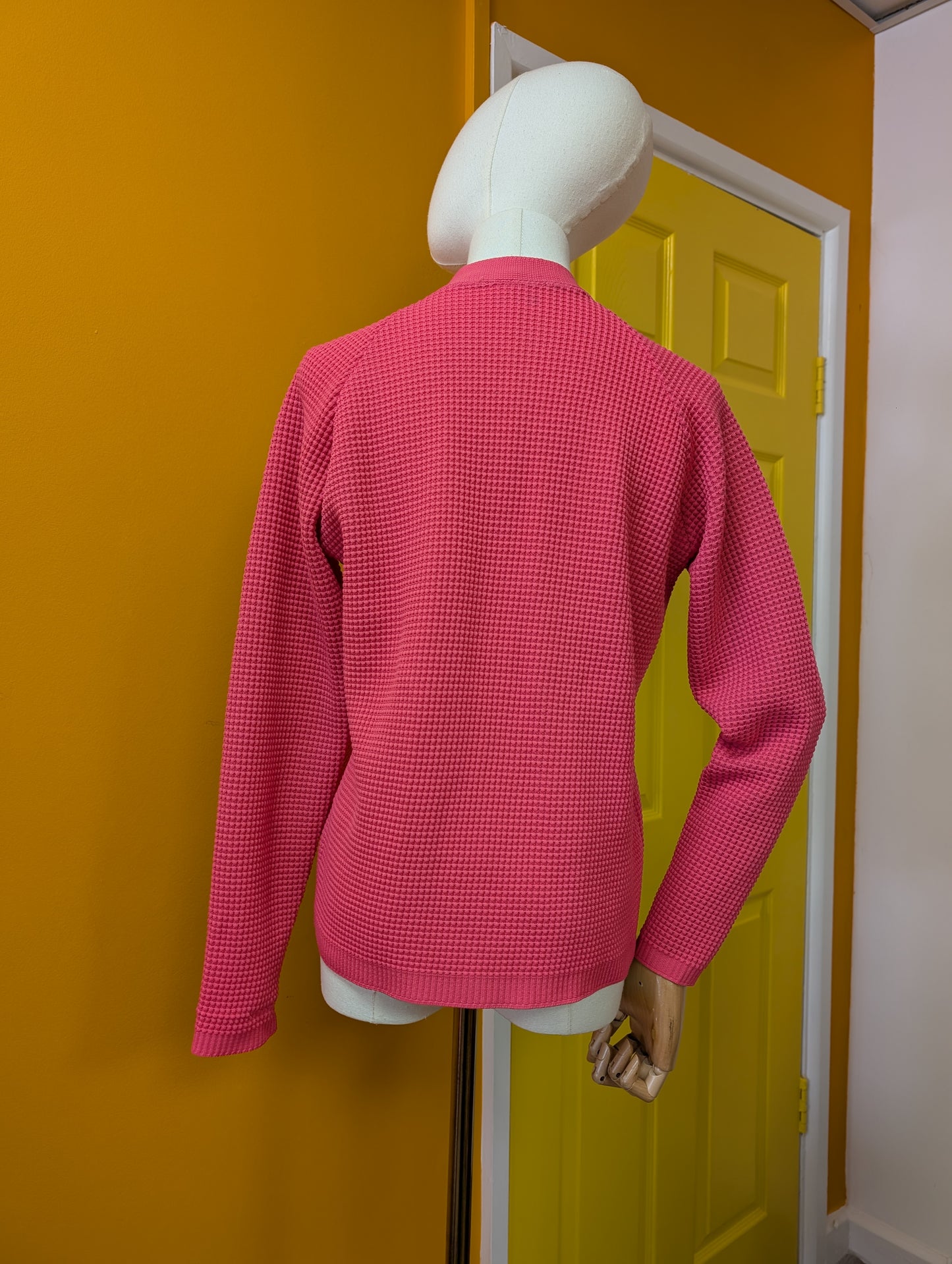 1960s pink crimplene cardigan - S/M