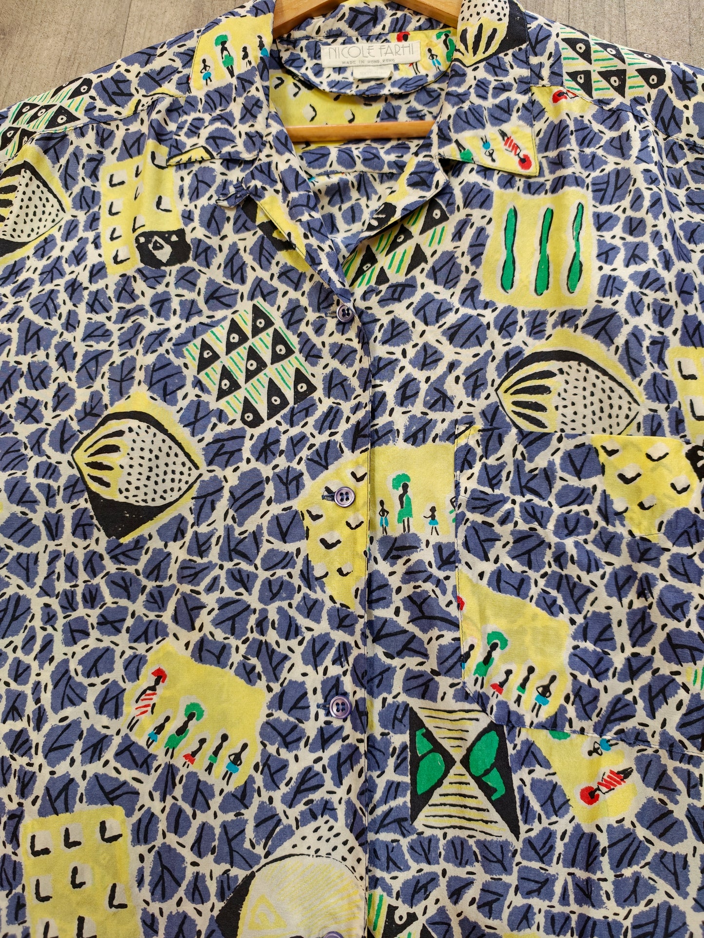 1990s Nicole Farhi novelty print silk shirt - L/XL