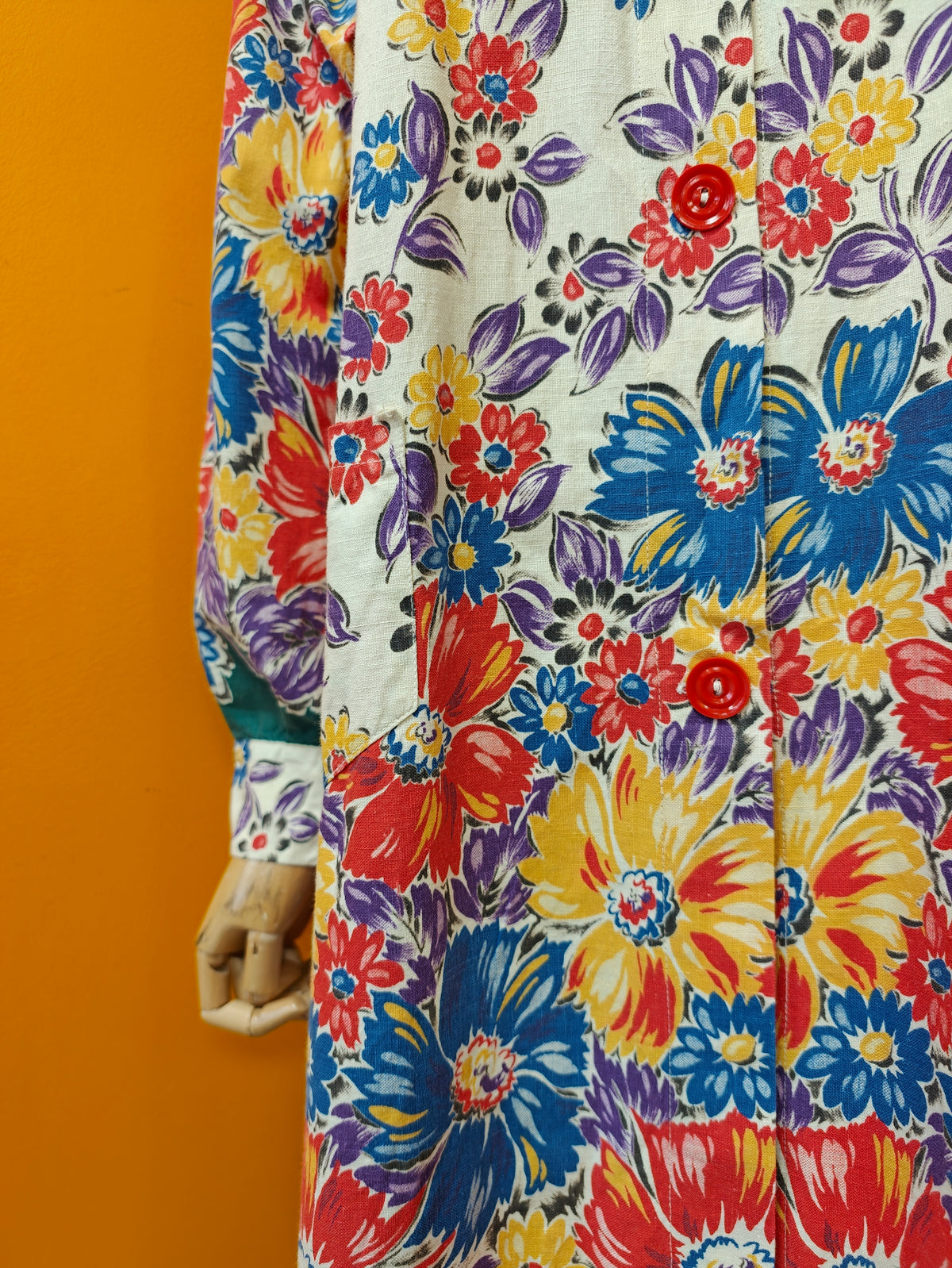 1940s floral cotton chore smock/housecoat