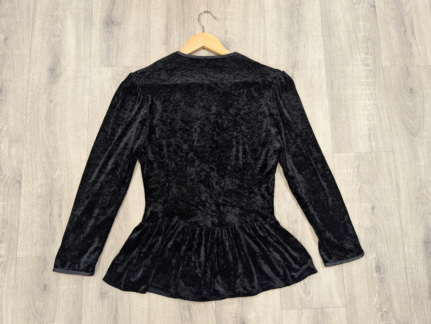 1980s St Michael black velvet peplum top - S/10