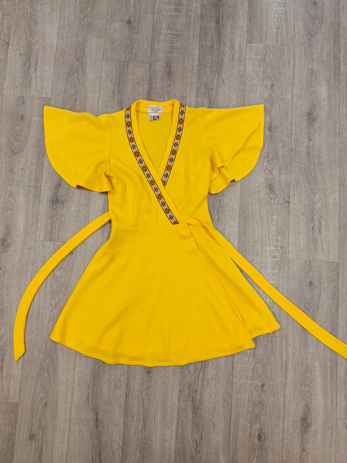1970s Radley yellow wrap mini dress - XS/S