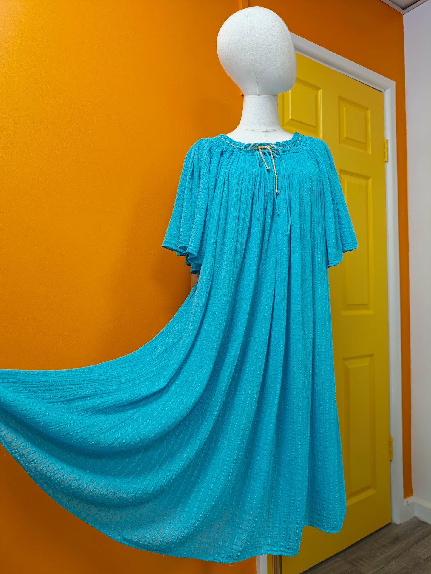 1970s Max Morgan blue Greek dress