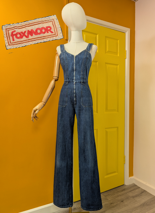 1970s Foxmoor denim zip front jumpsuit - XS/6