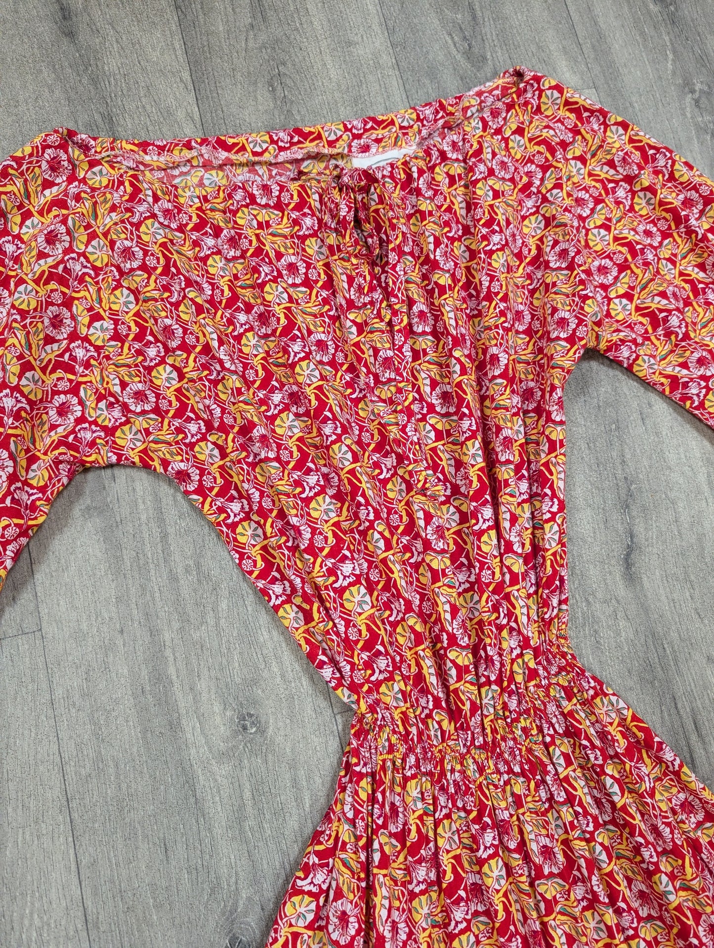 1970s Laura Ashley made in Wales red tiered maxi dress - S