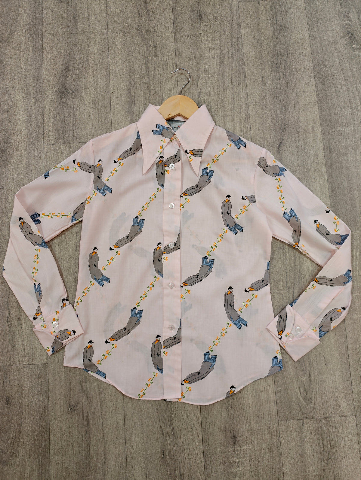 1970s Jean Rive novelty print dagger collar shirt - S