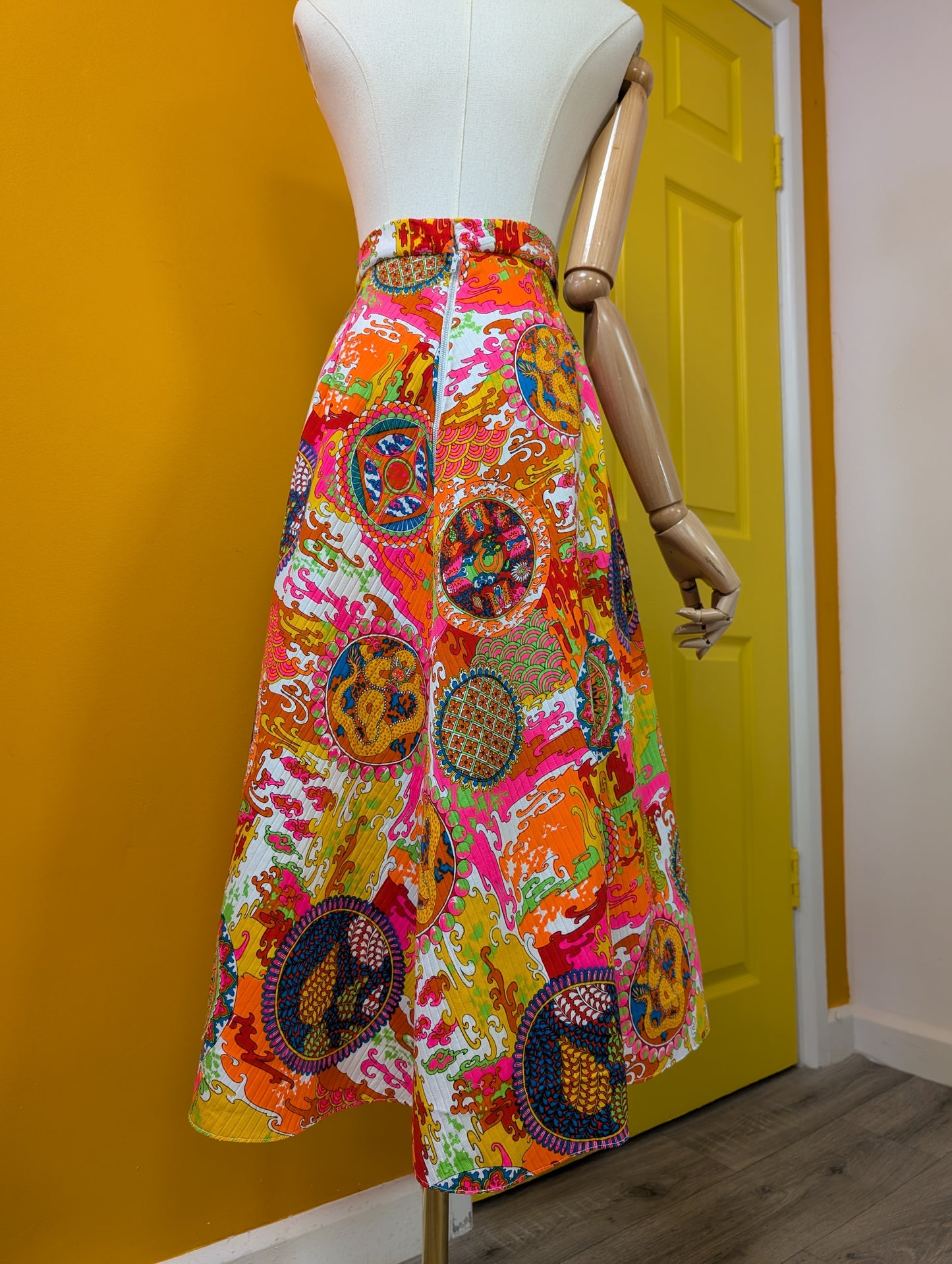 Alexander Clare psychedelic Chinese dragon print cotton skirt - 27" waist