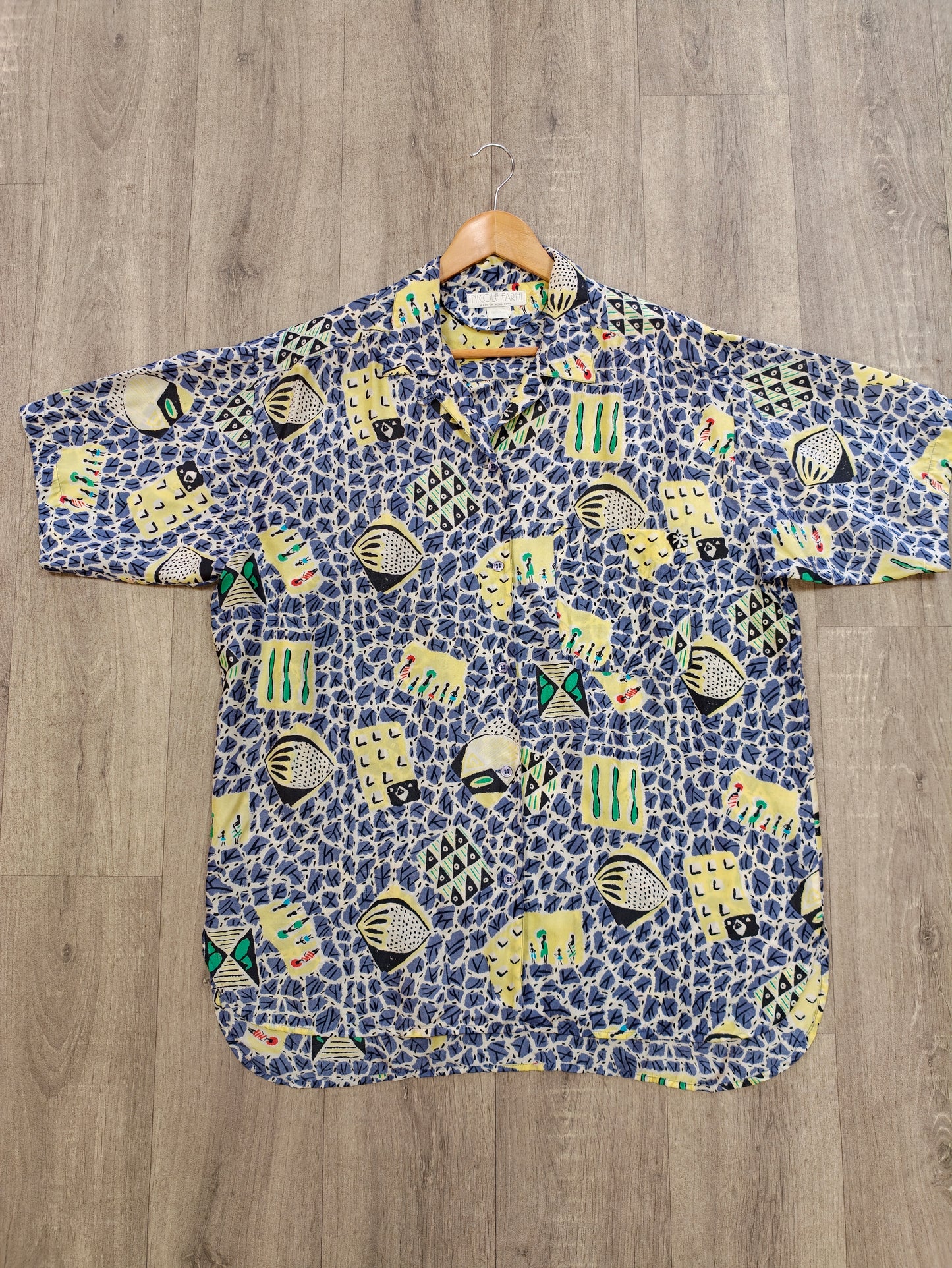 1990s Nicole Farhi novelty print silk shirt - L/XL
