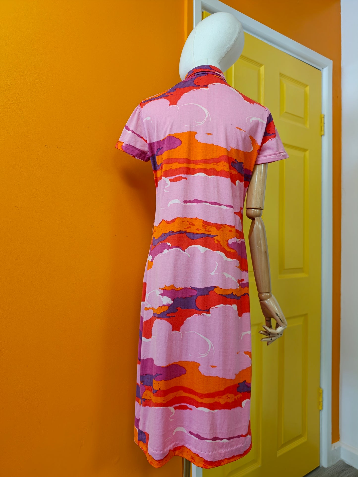 1960s Ken Scott psychedelic pink cotton dress - S/M