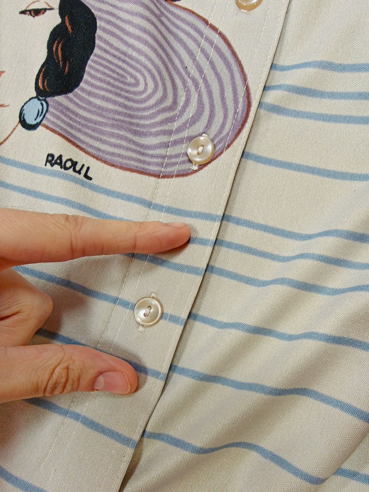 1970s novelty Helen Dryden print dagger collar shirt - S