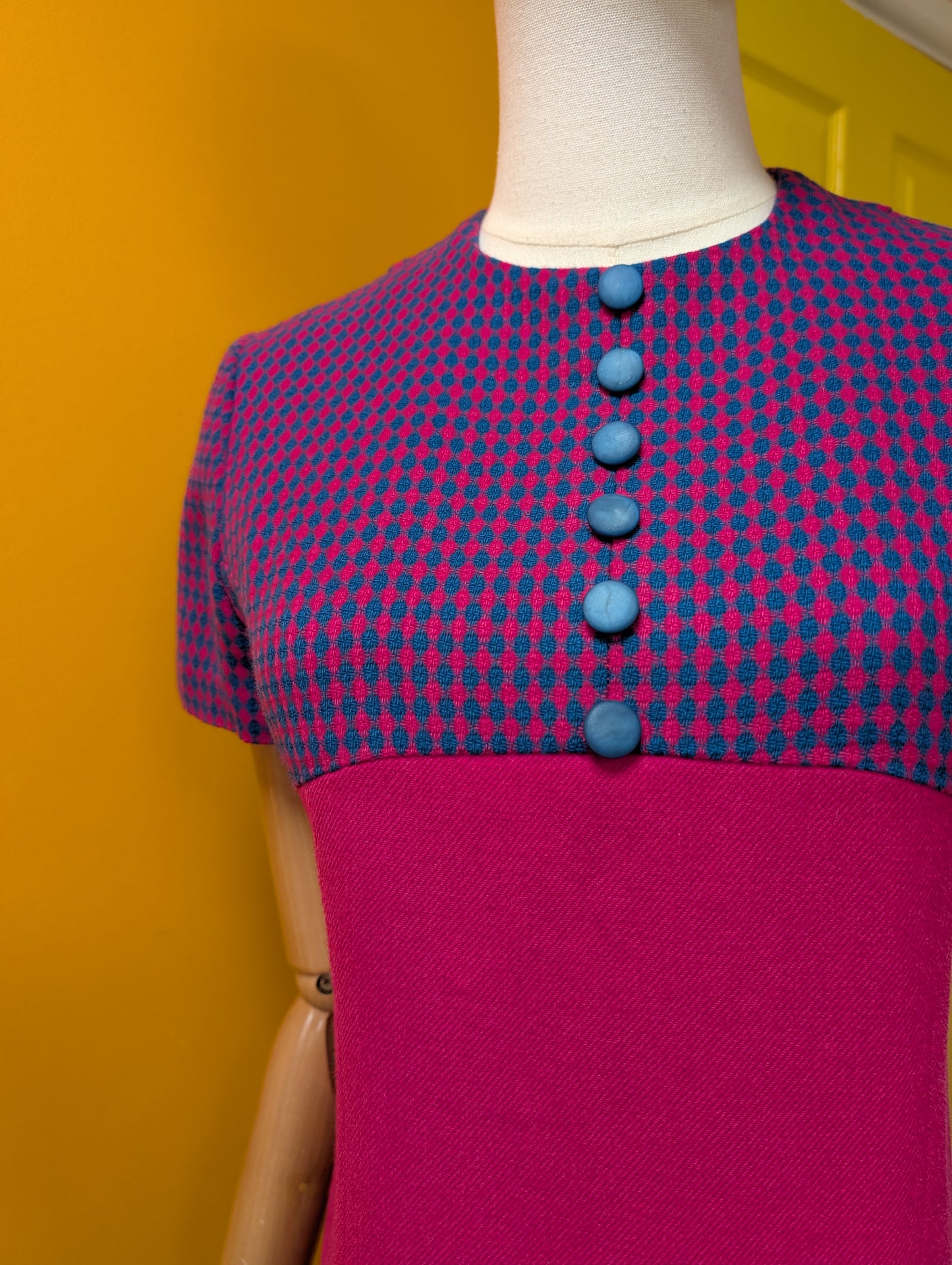 1960s pink wool mini dress - XS/S/6/8