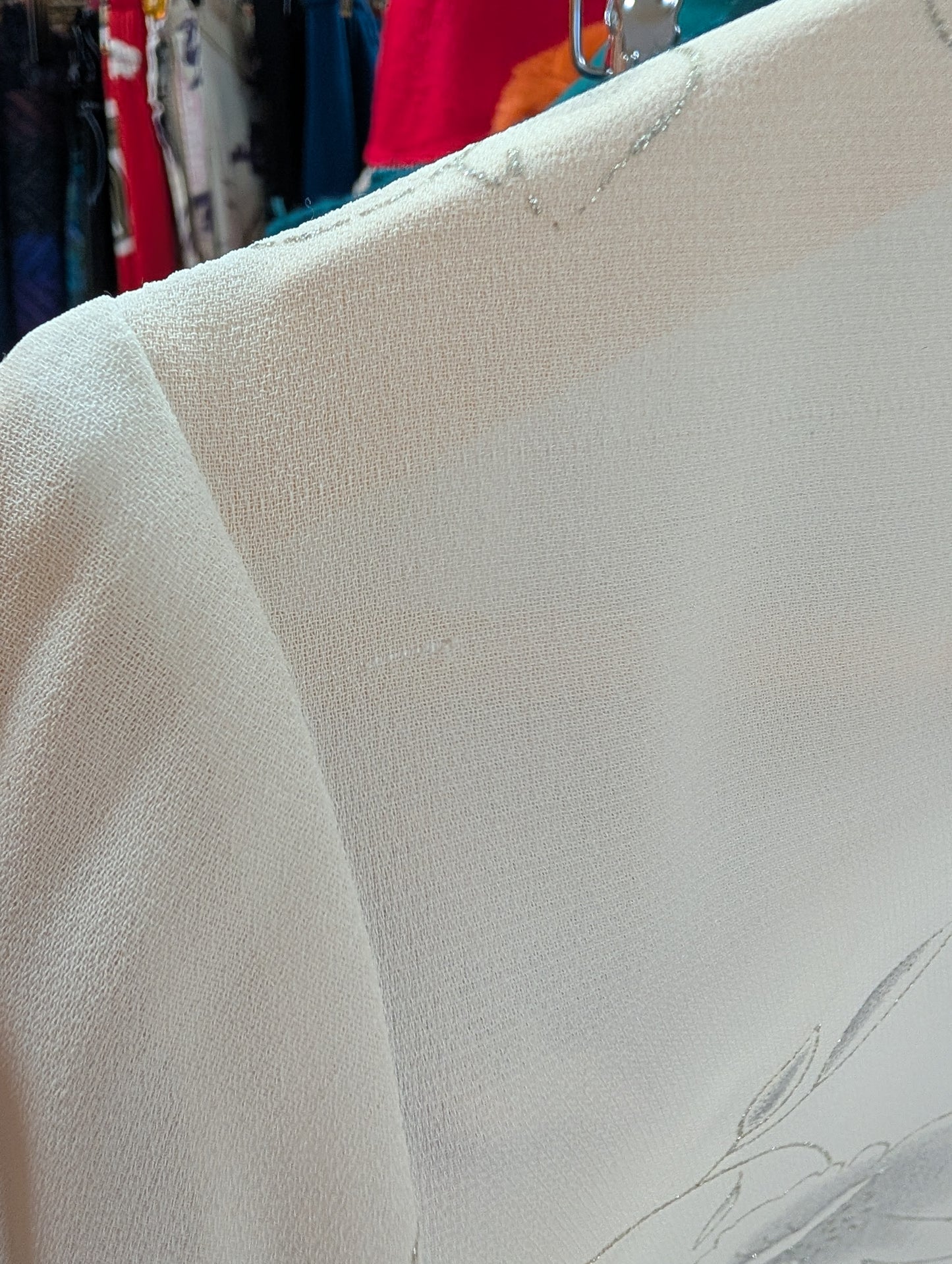 1980s white & silver floral shirt - M