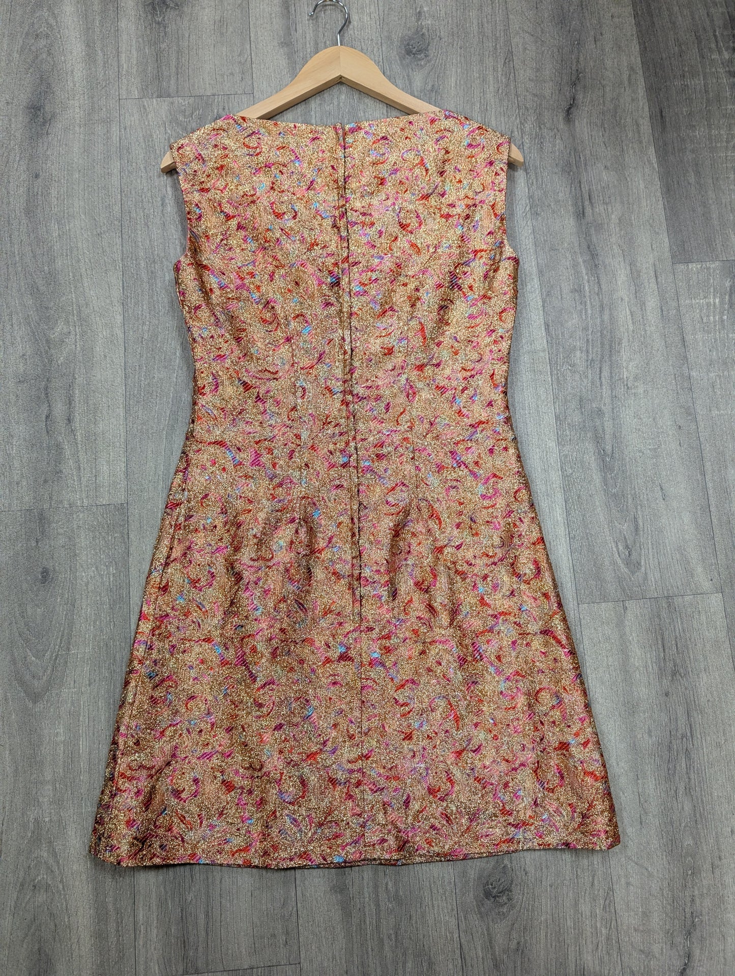 1960s Bernard Freres pink & gold sparkly dress - S/8/10