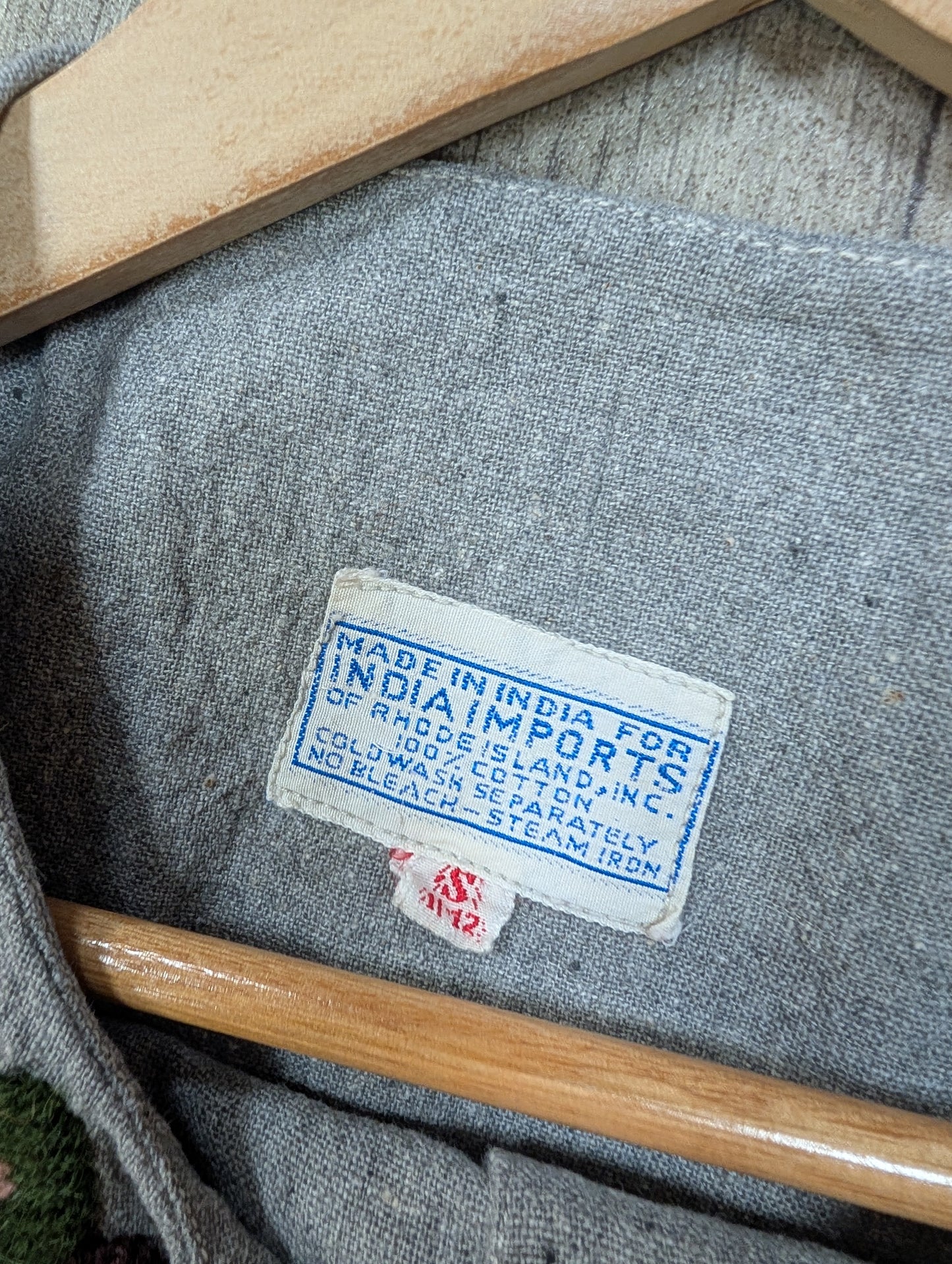 1970s India Imports embroidered peacock cotton top - S