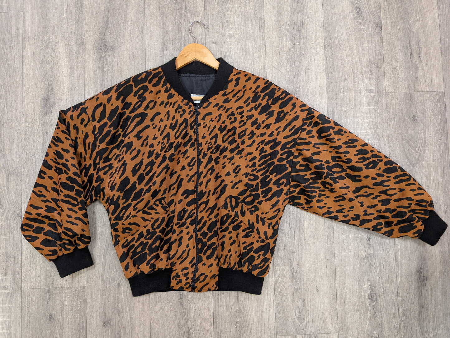 80s/90s leopard print bomber jacket - S
