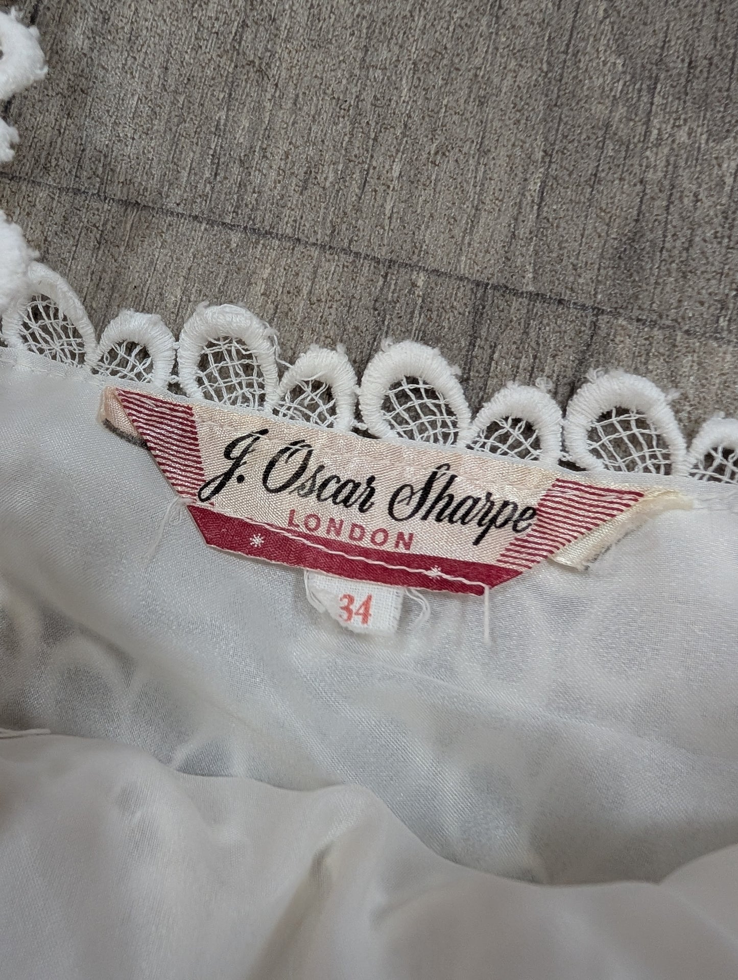 1960s J Oscar Sharpe white floral lace top - S/8