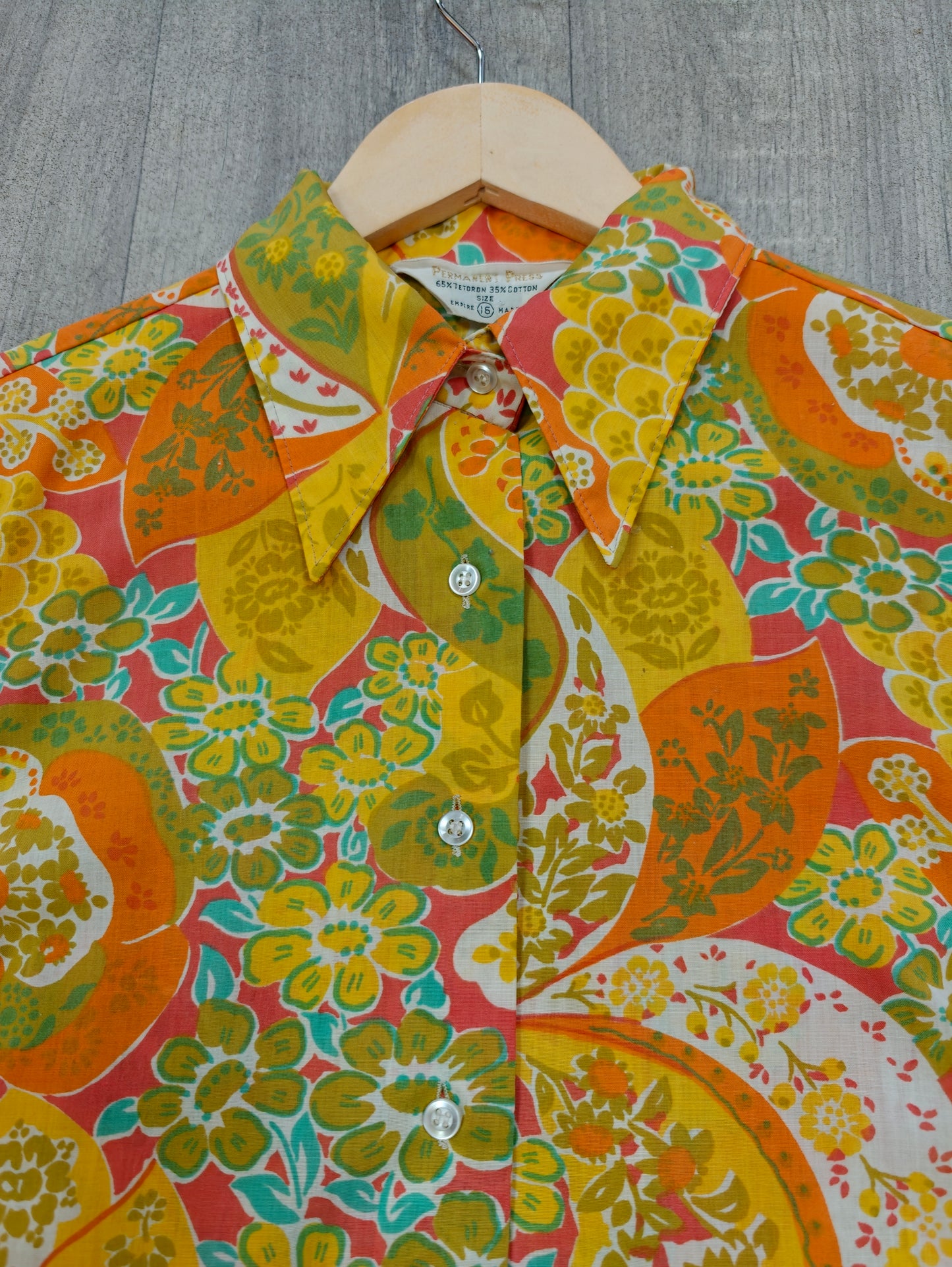 60s/70s psychedelic paisley print dagger collar shirt - M/L